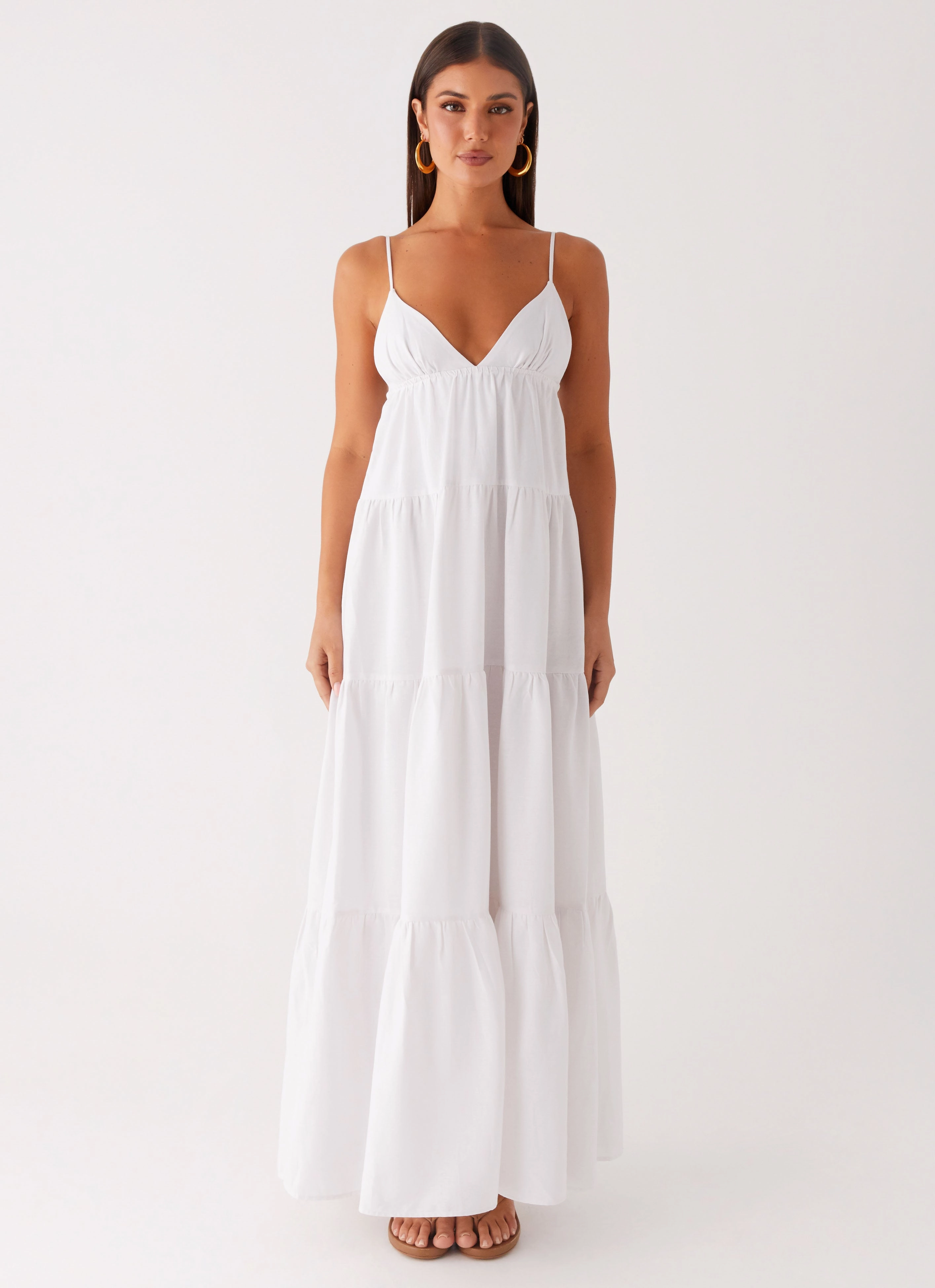Lotty Linen Maxi Dress - White Texture Mood