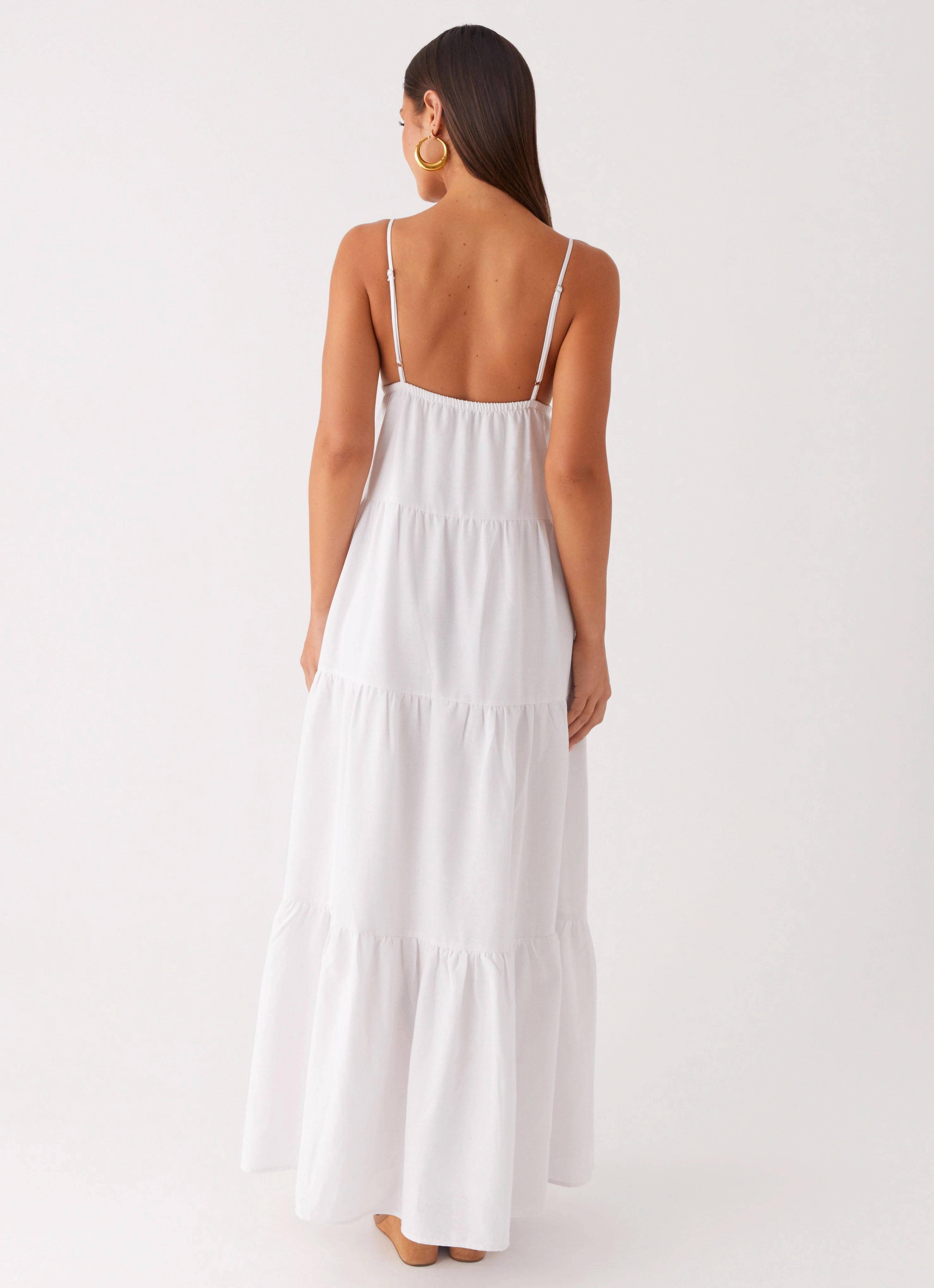 Lotty Linen Maxi Dress - White summer breeze Slender Look
