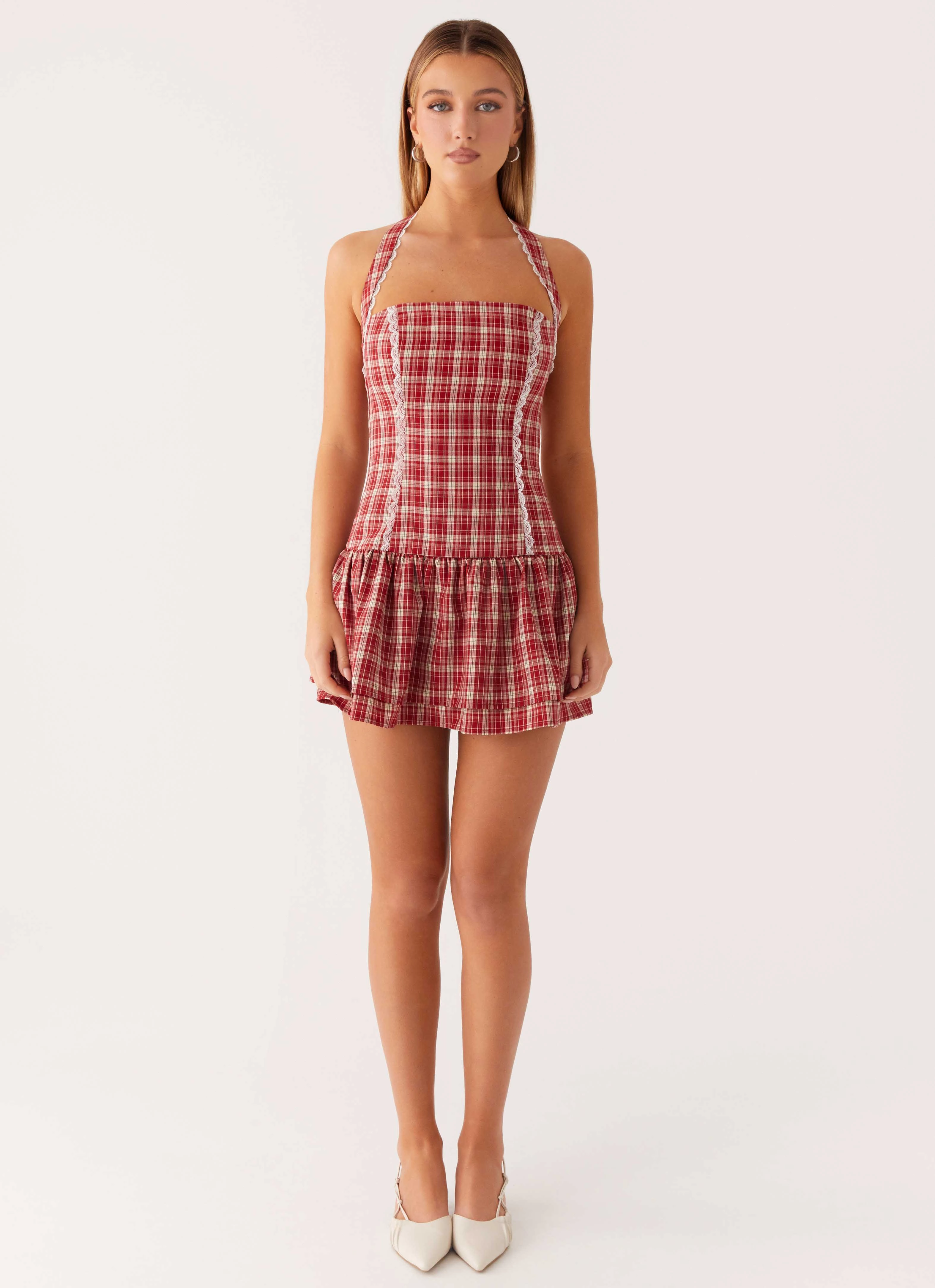 Lotus Dream Mini Dress - Ruby Check Dream Look Midnight Mood