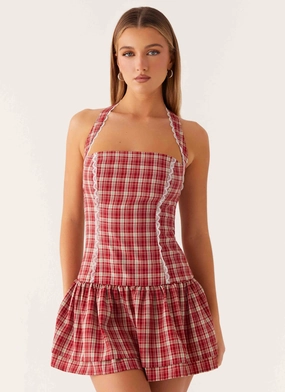 Lotus Dream Mini Dress - Ruby Check Timeless Energy