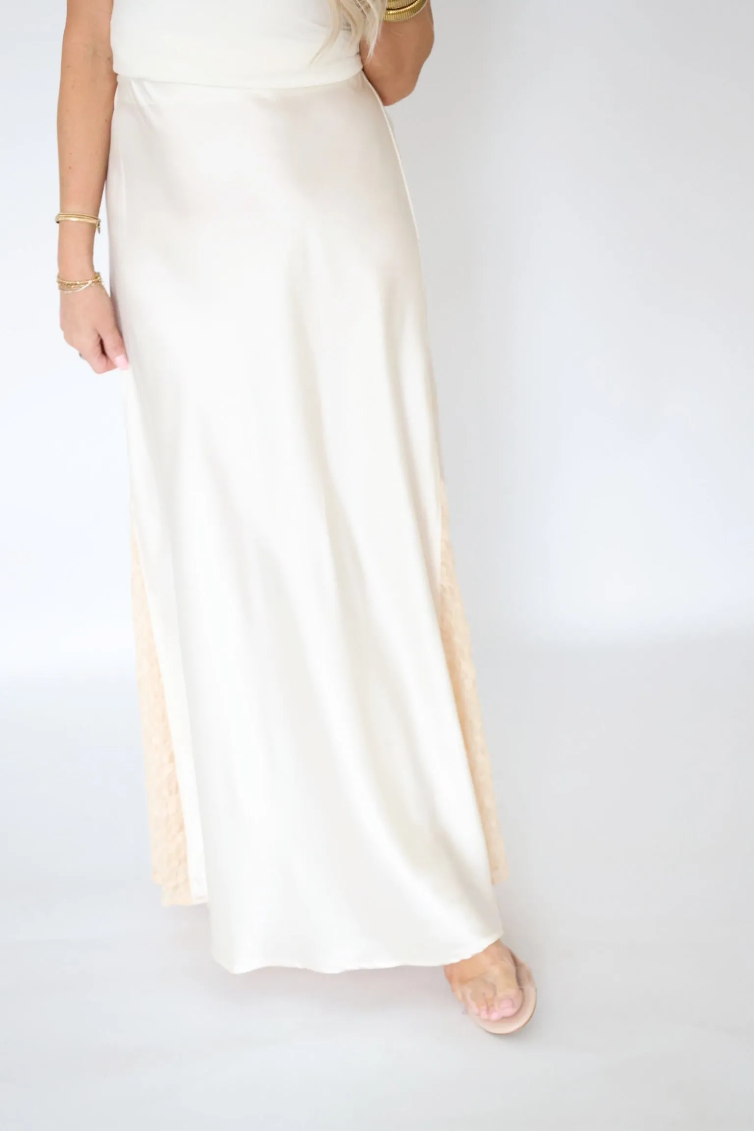 Crisp Design Louise Lace Midi Skirt- Ivory (FINAL SALE)