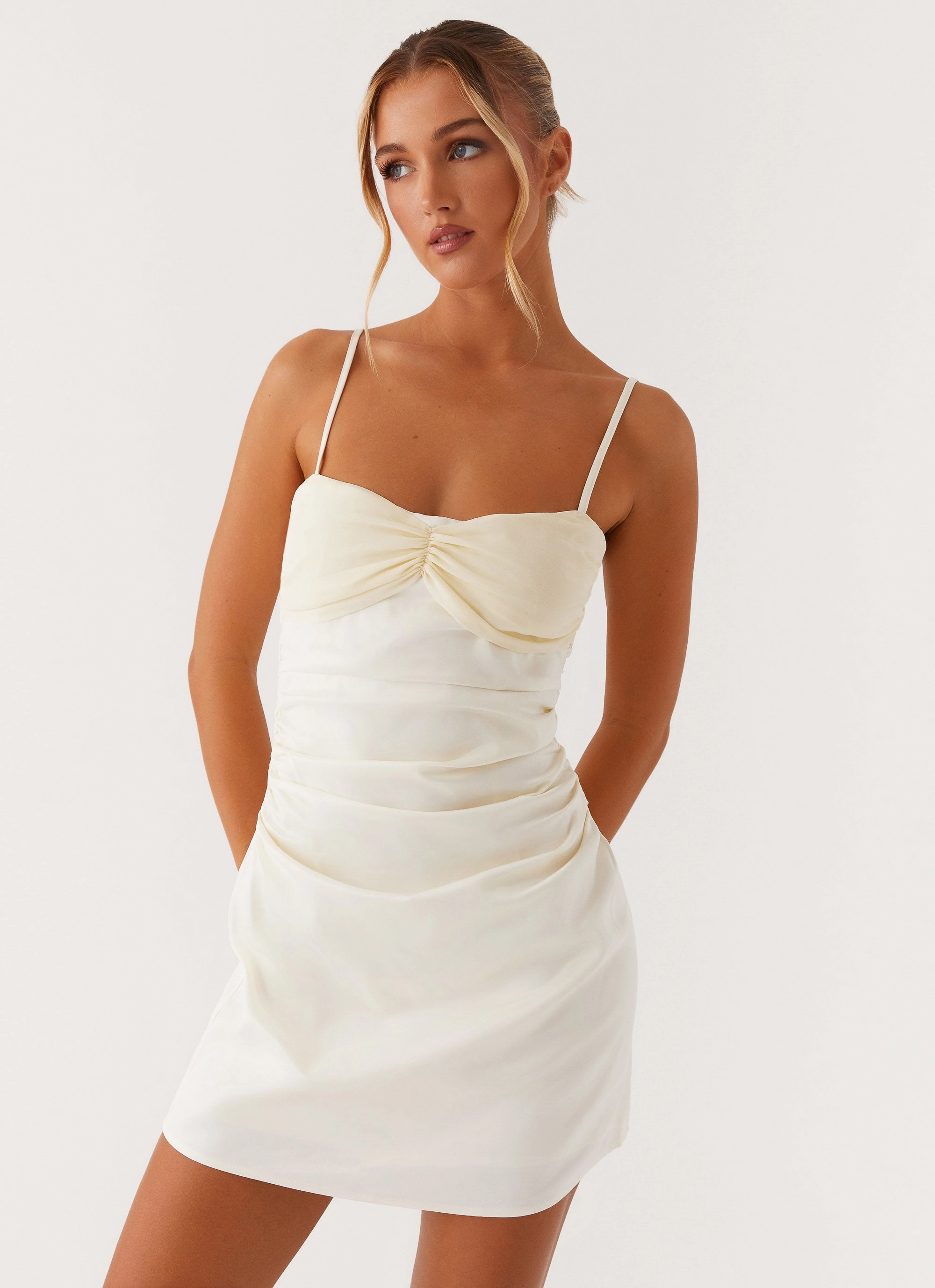 Smart and Elegant Lightweight Piece Last Summer Mini Dress - Ivory