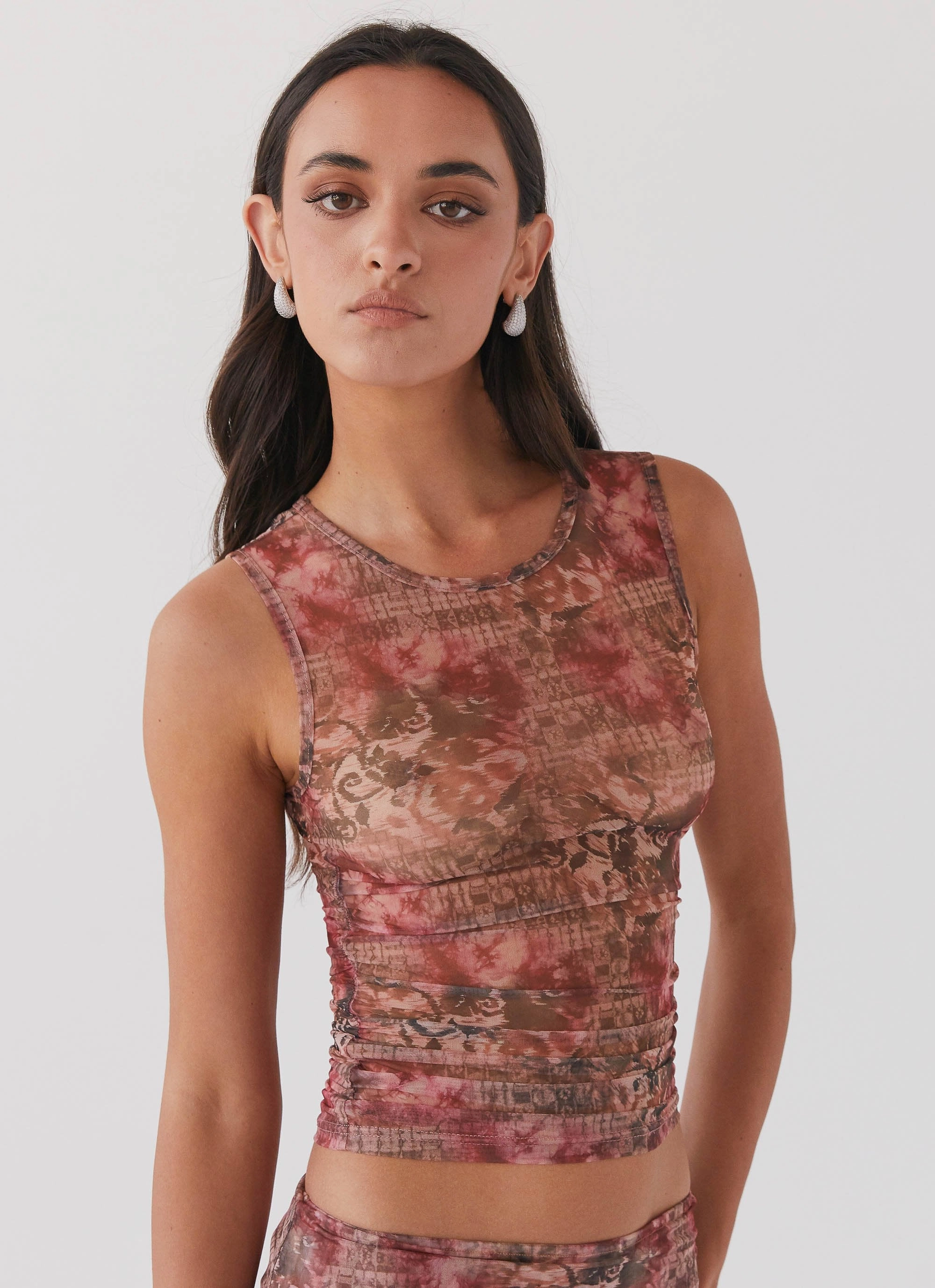 Love Child Mesh Tank Top - Palais Floral Relaxed Look FrictionResistant Fabric