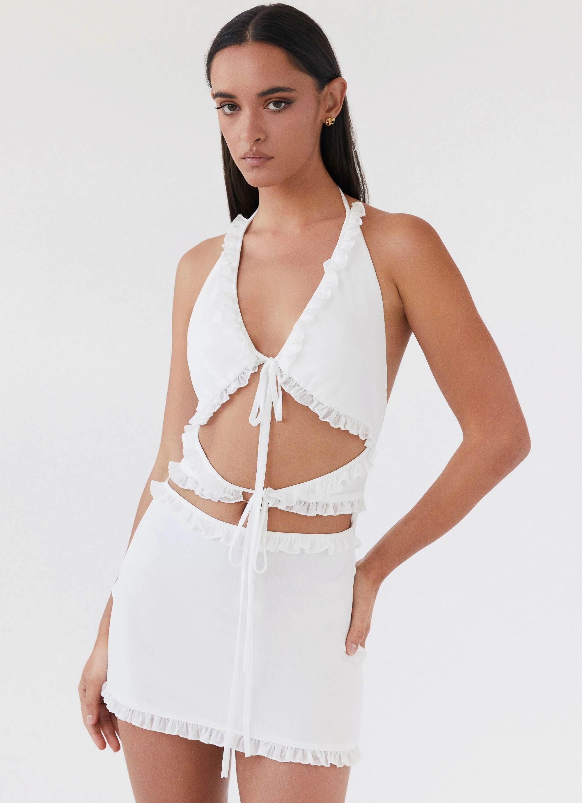 Love Exchange Ruffle Mini Dress - White breathable fabric dress