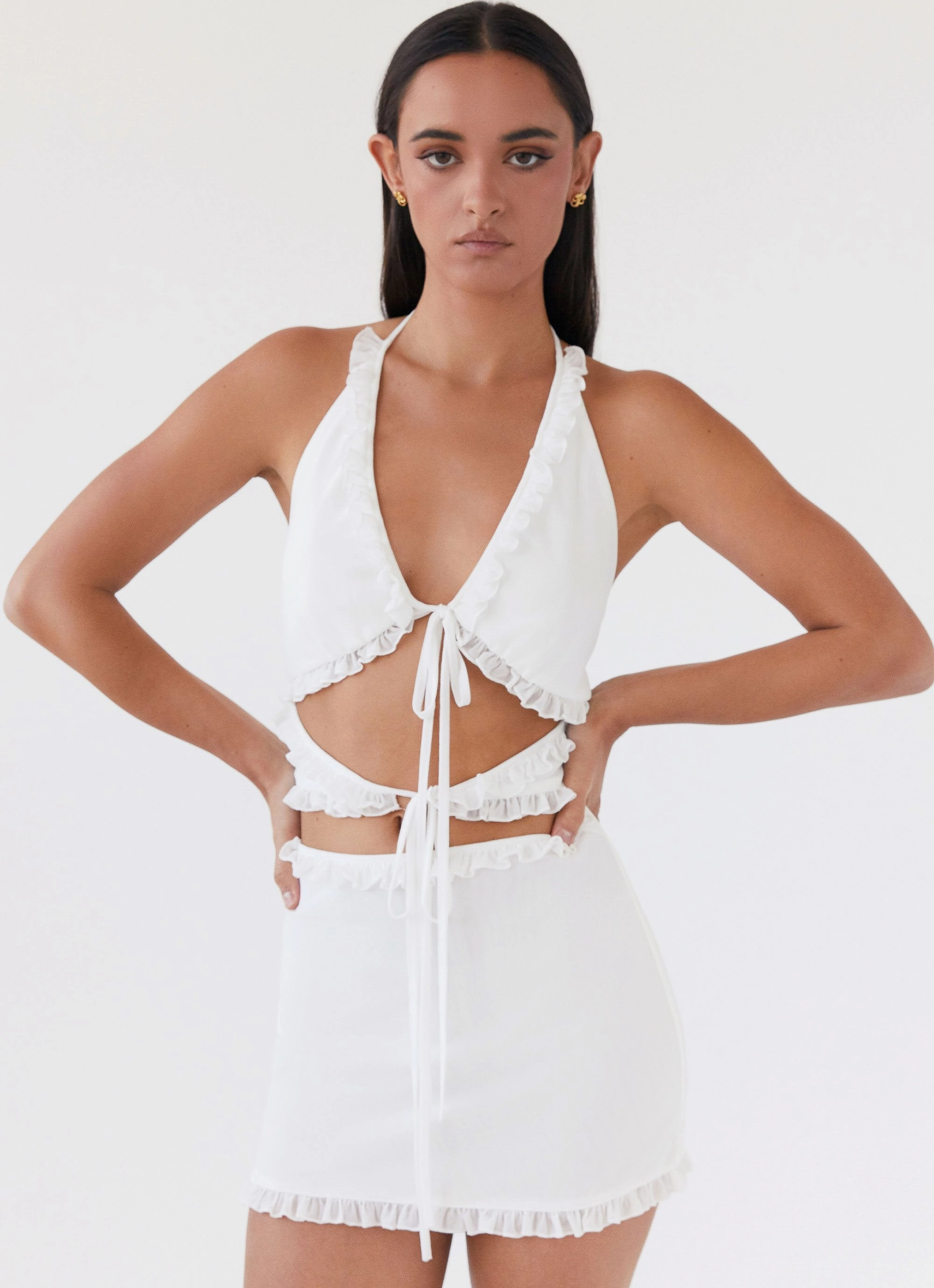 Love Exchange Ruffle Mini Dress - White Bright Vibe