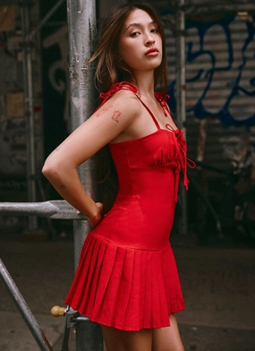 Love Seeker Corset Mini Dress - Red Patterned-Fabric Style Moment