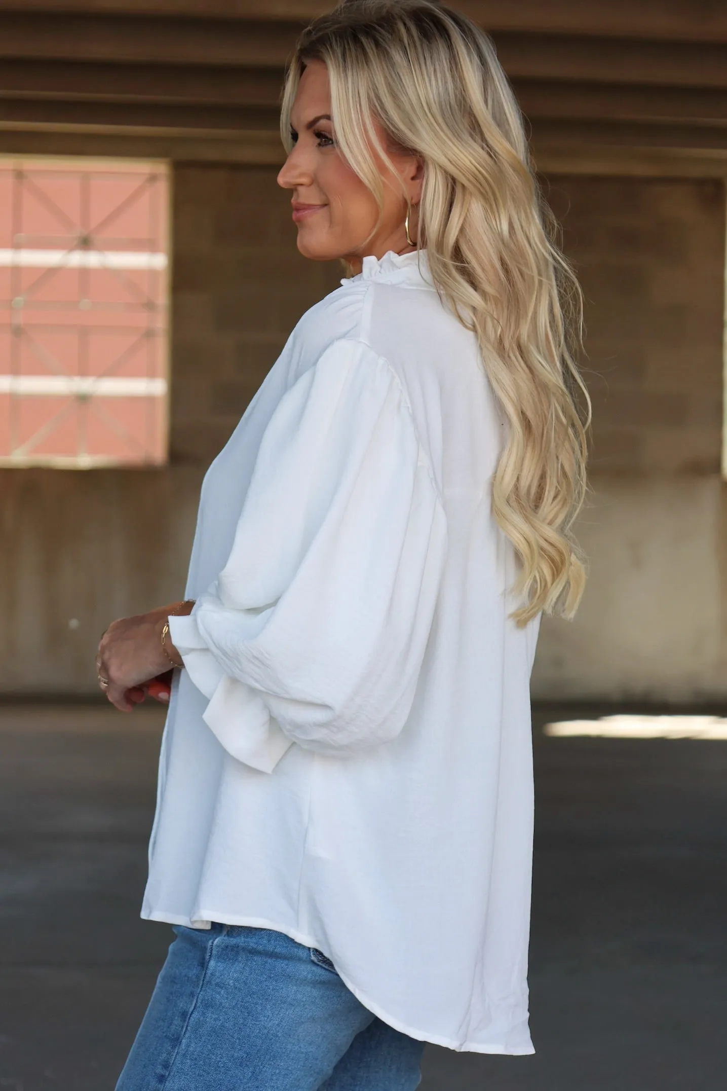 Lovely Blouse- White Adaptive Waistband