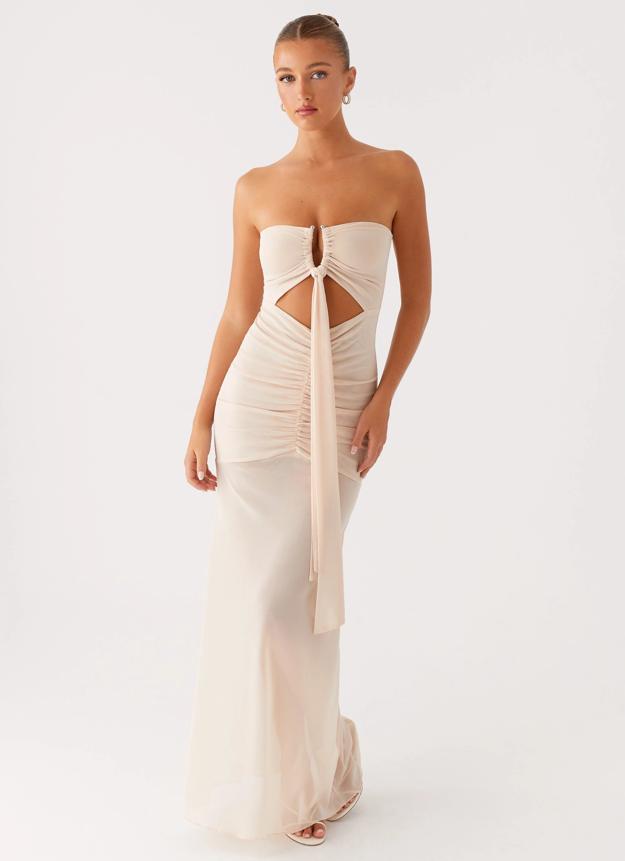 Deep Hue Easy Draping Lovie Maxi Dress - Beige