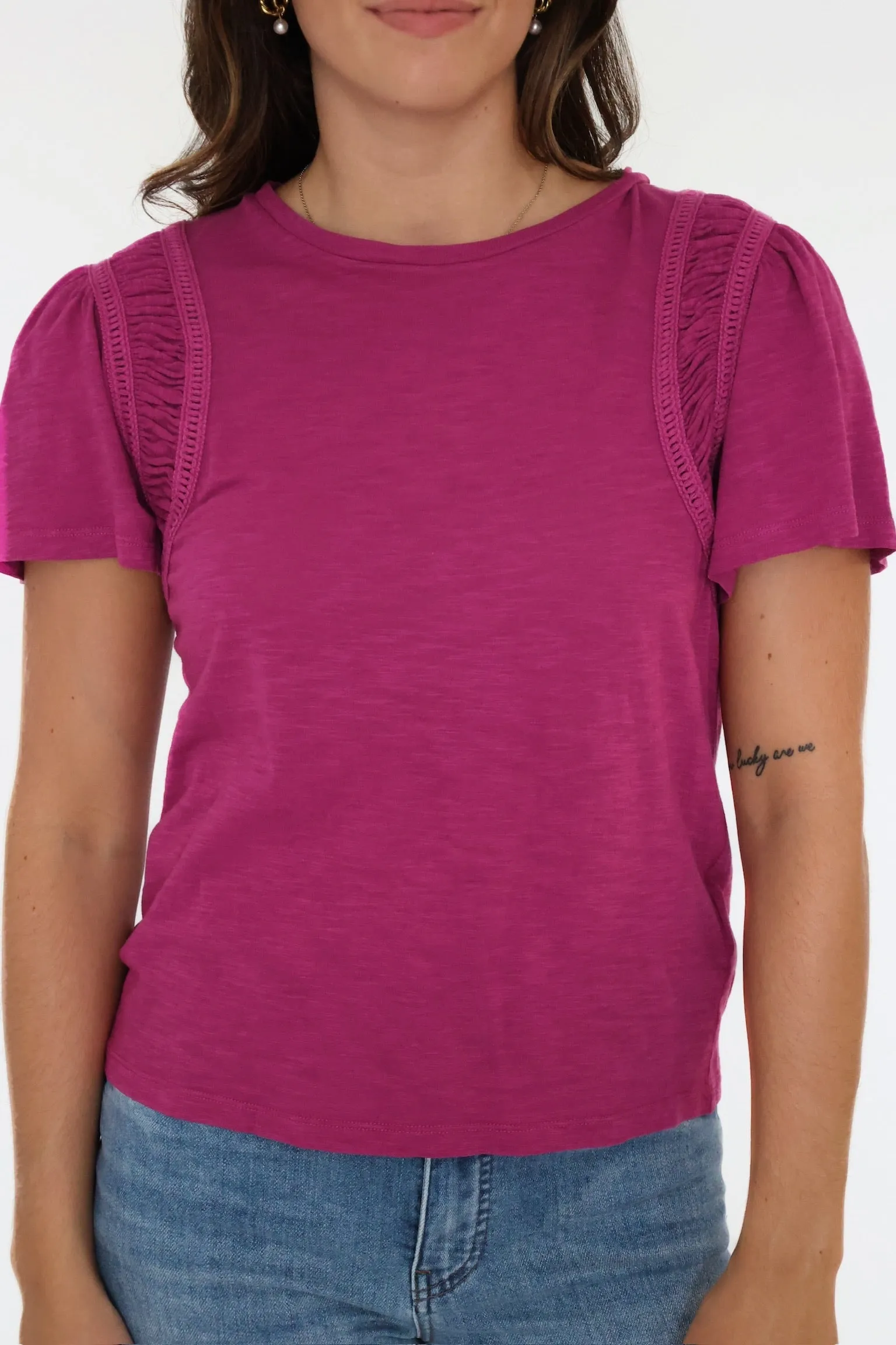 Francie Top V Neck Design CompressionSupportWeave