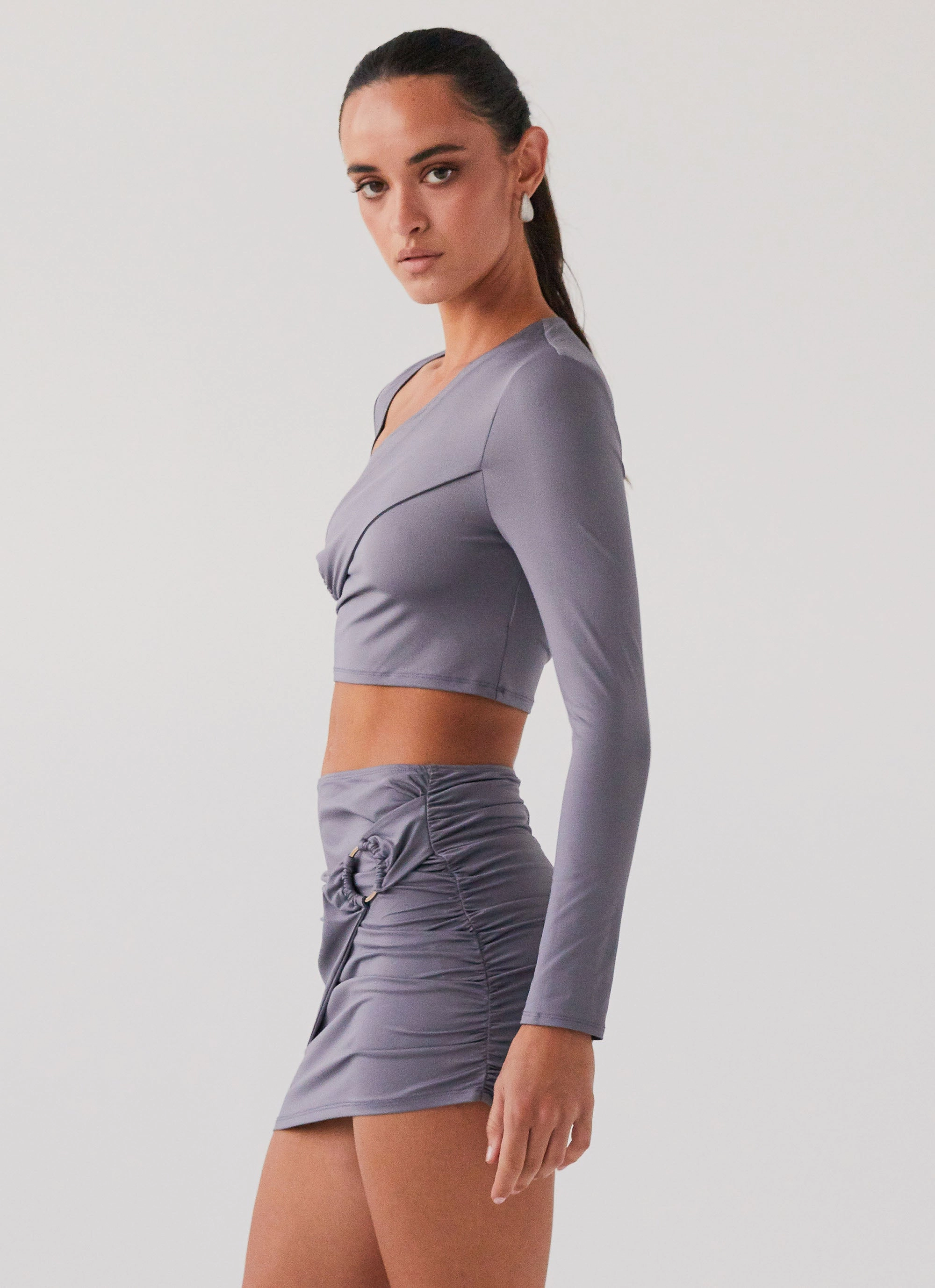 Smoke Bomb Long Sleeve Top - Slate Light Activated Cooling Easy Care Finish