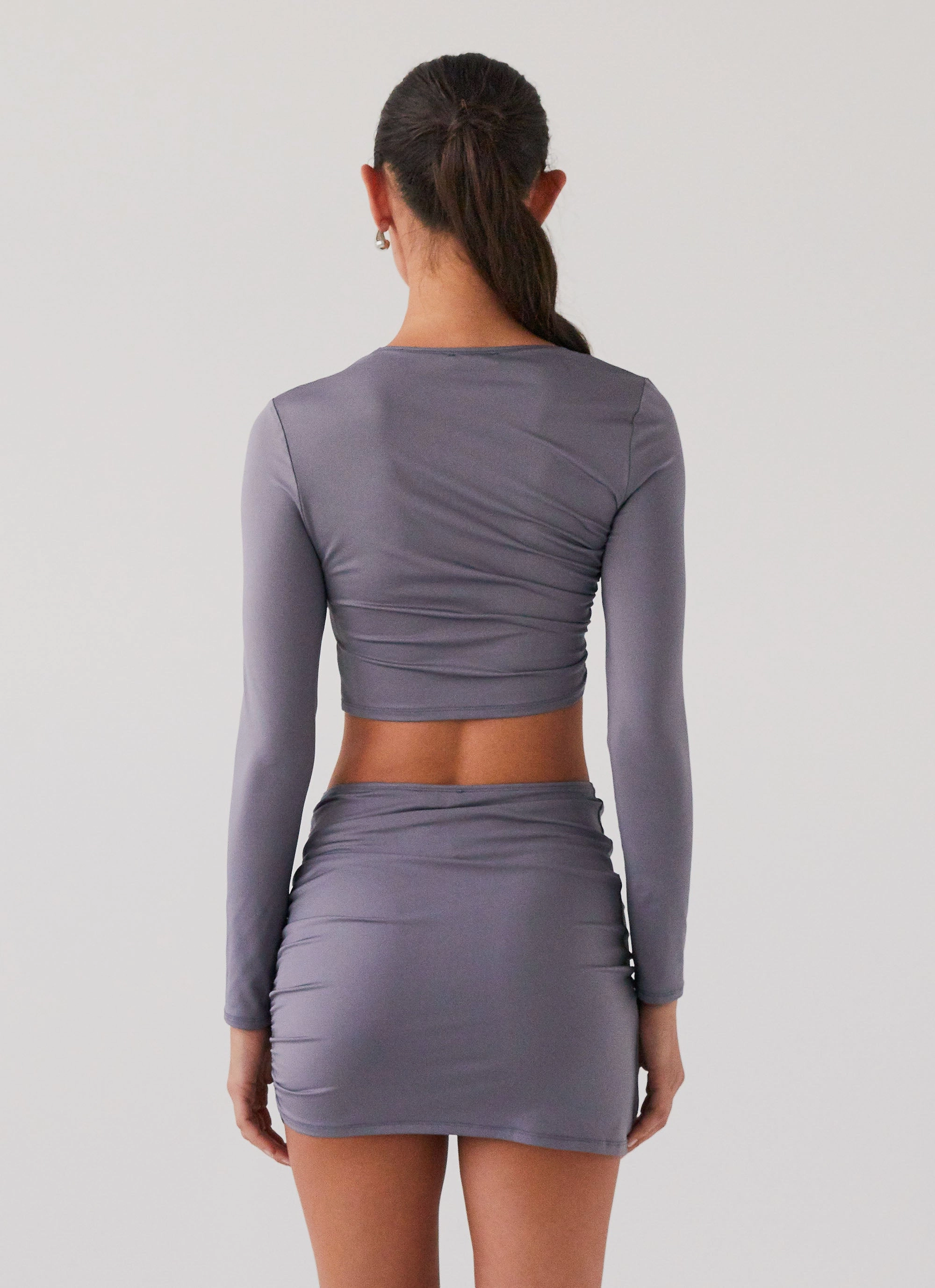 Stylish Chill Piece Recycled materials Smoke Bomb Long Sleeve Top - Slate