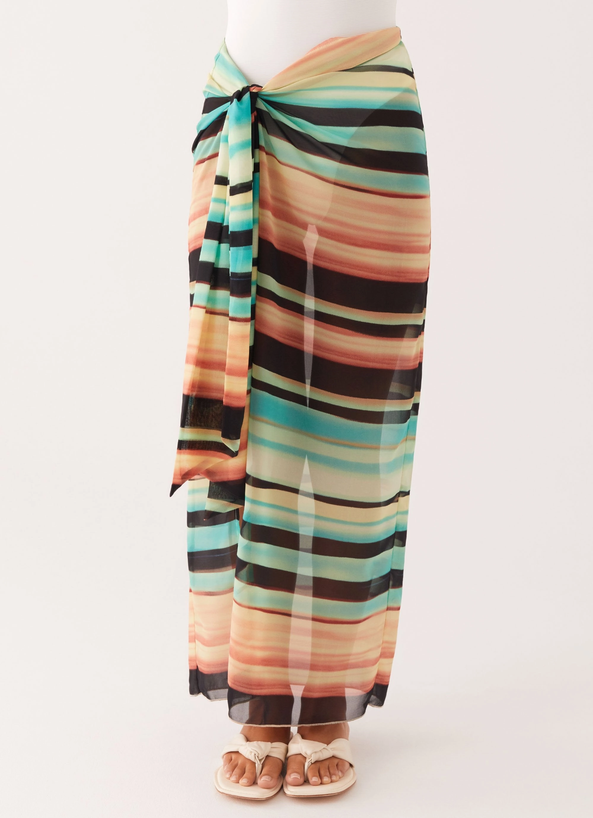 Low Tide Sarong Maxi Skirt - Stripe Anti Chafing Seamless Edges Summer Pack