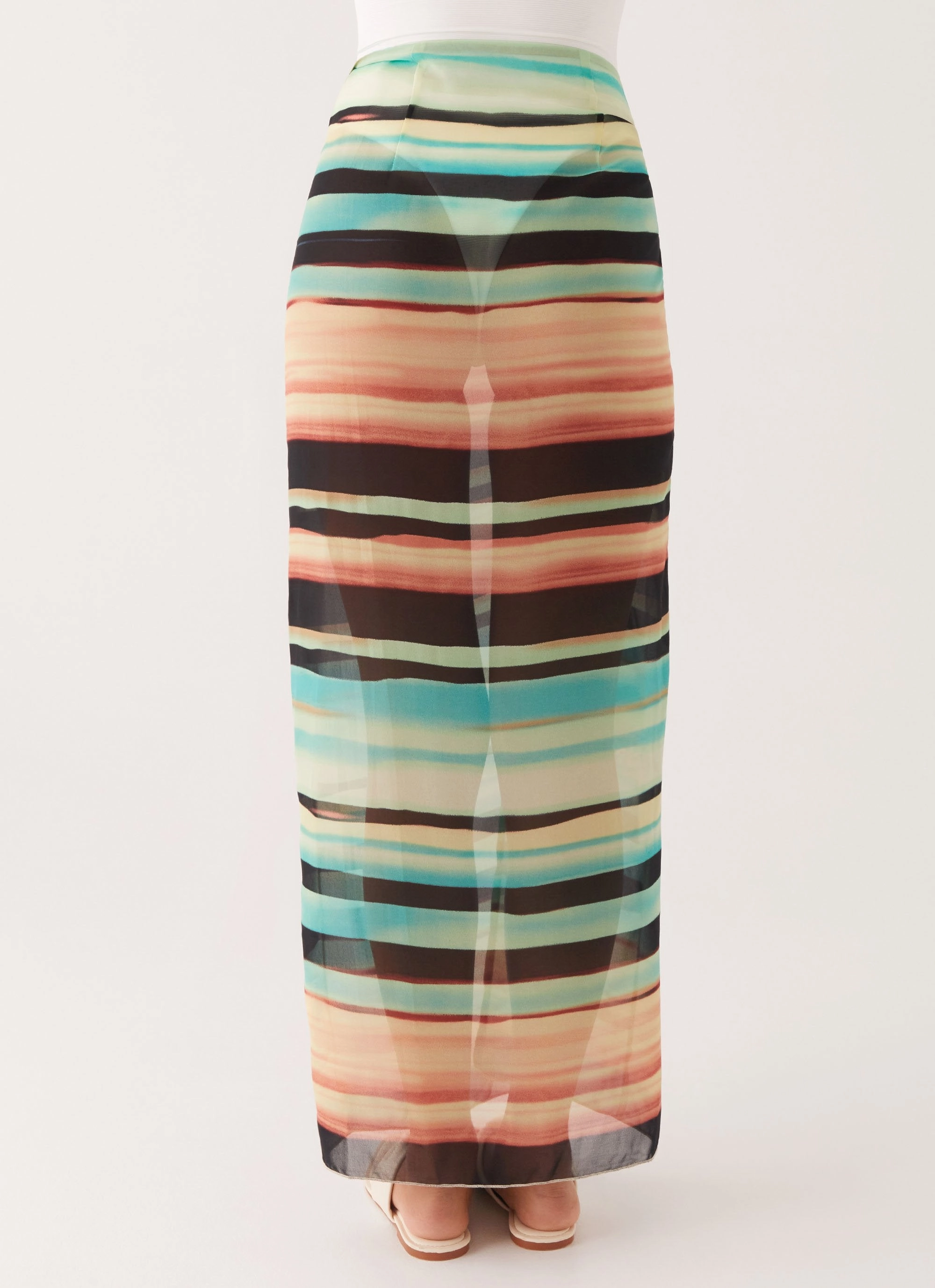 Low Tide Sarong Maxi Skirt - Stripe Lively Colors Anti fade