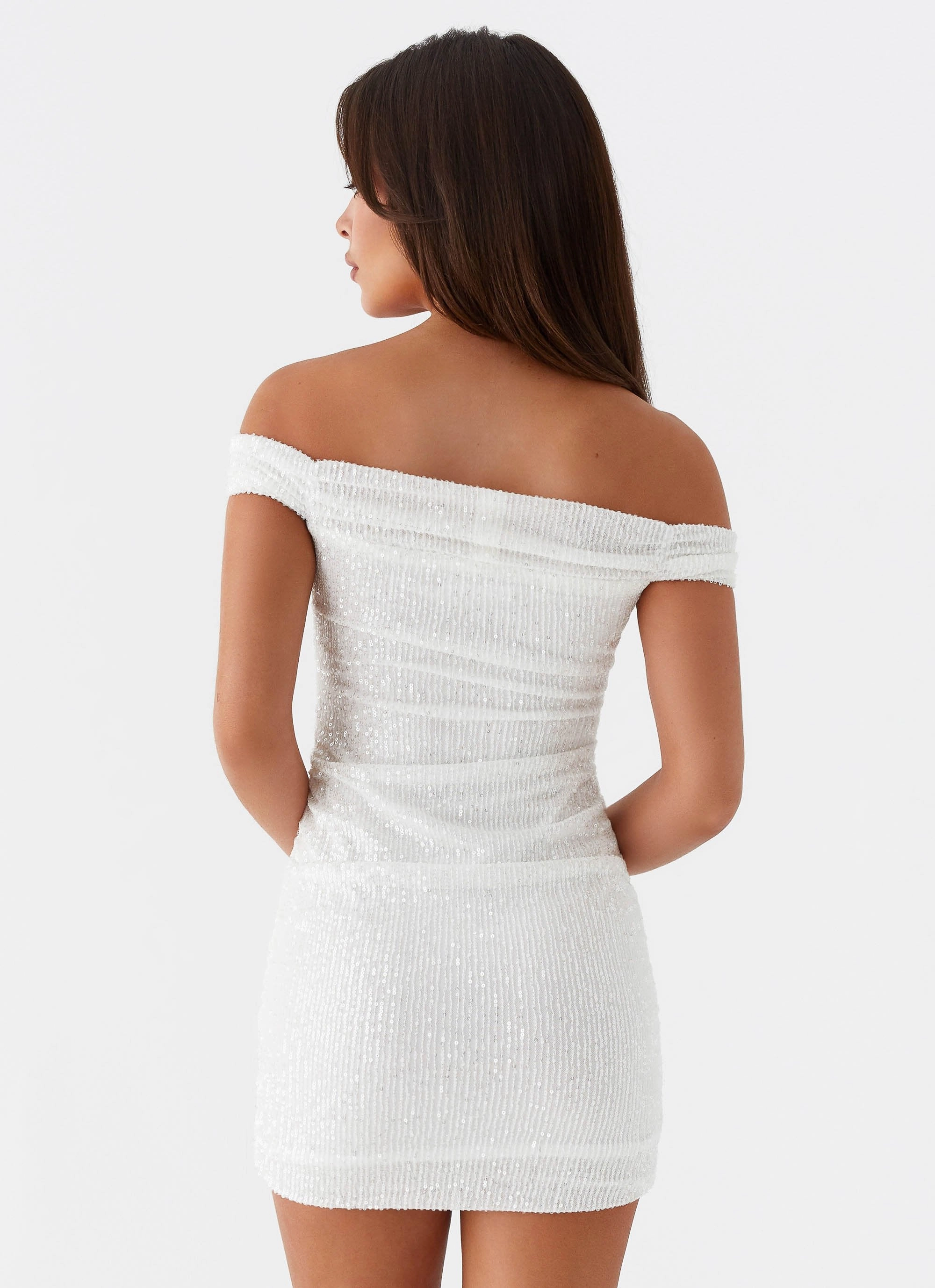 Luana Sequin Mini Dress - White Cool Layers Flattering Shape