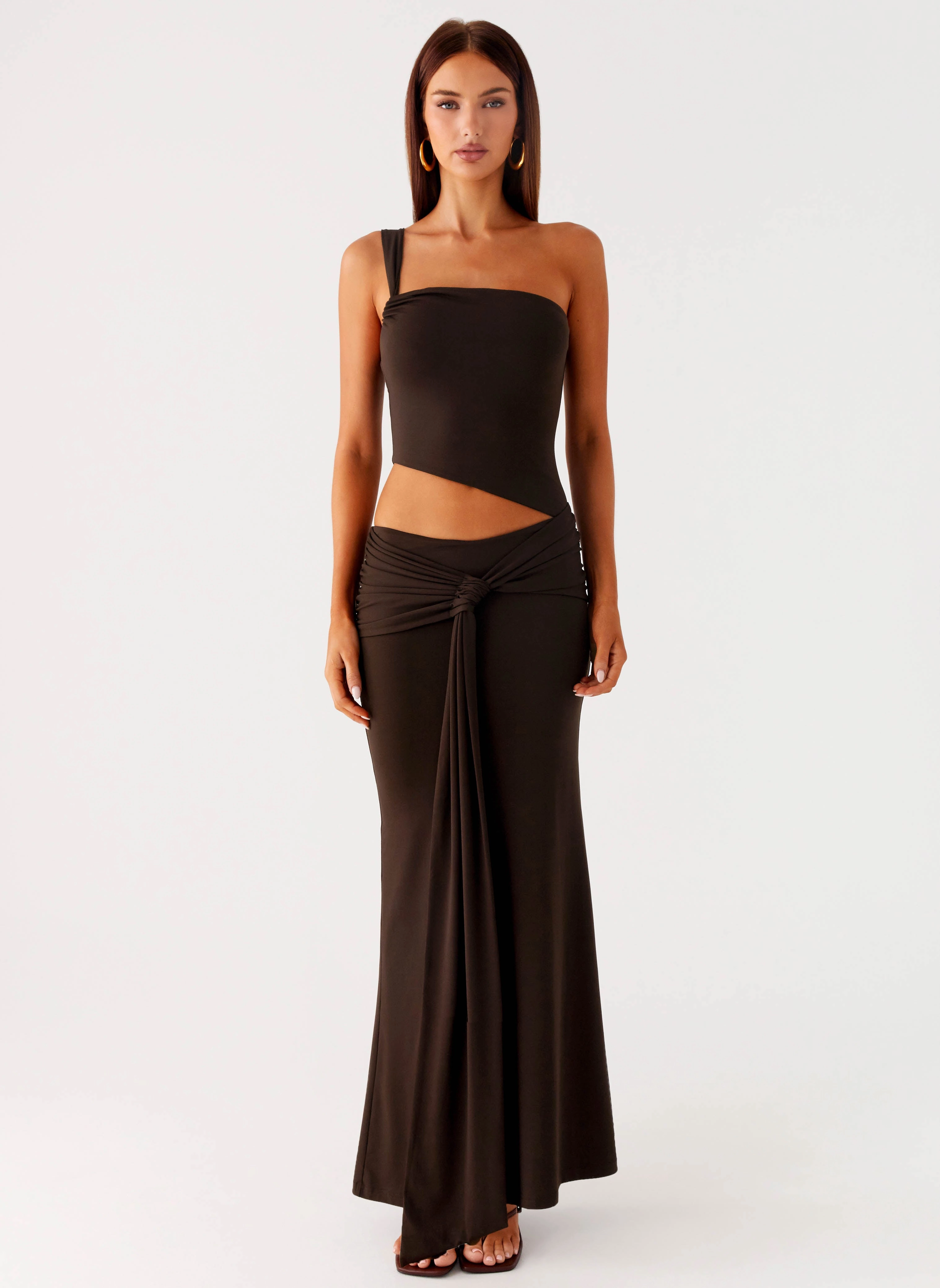 Joy Glow High-waist Luara Cut Out Maxi Dress - Chocolate