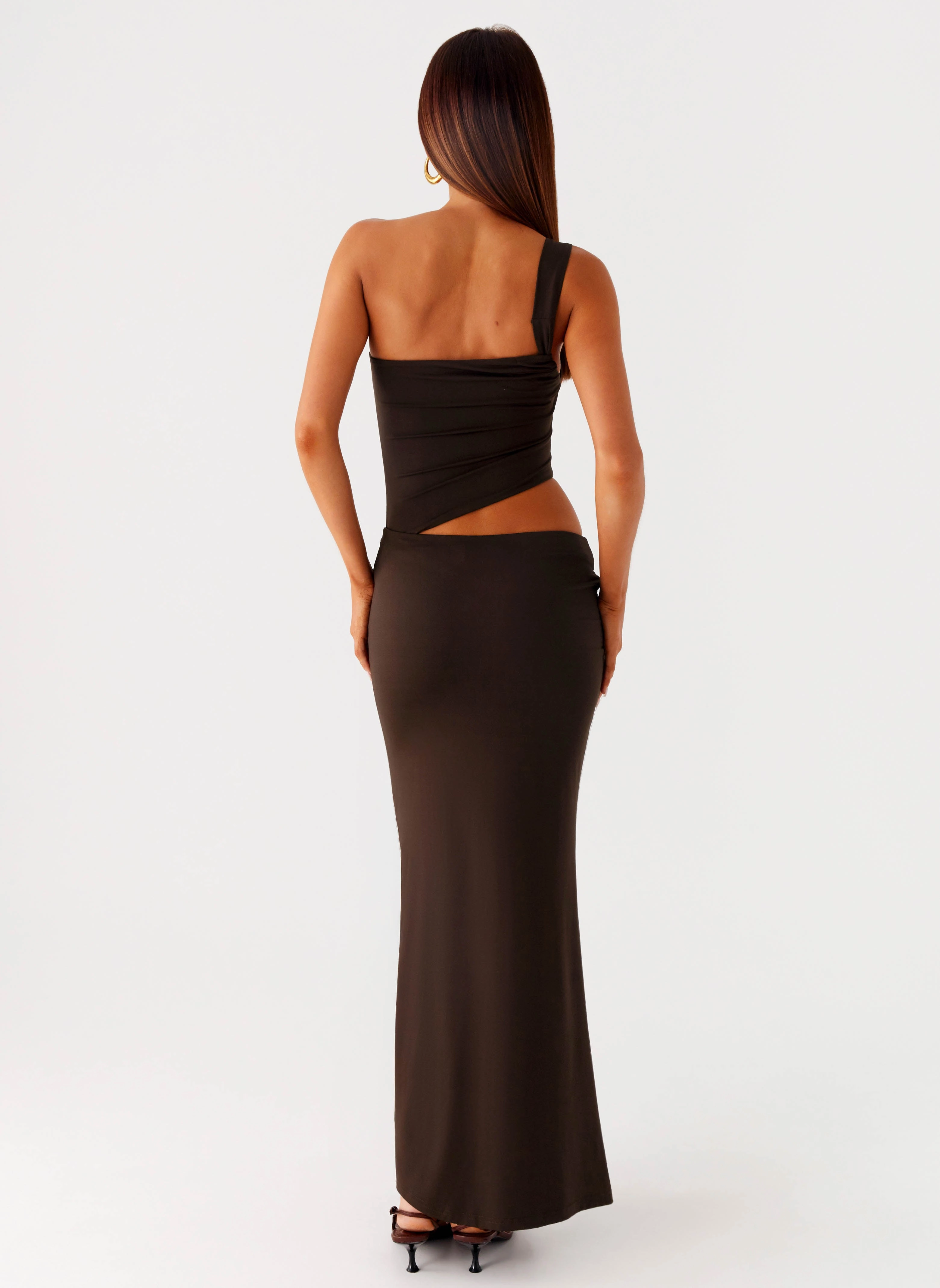 Airy Movement Minimalist-Trend Luara Cut Out Maxi Dress - Chocolate