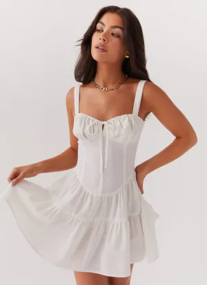 Lucie Linen Mini Dress - Ivory Convertible-Style Sharp Profile