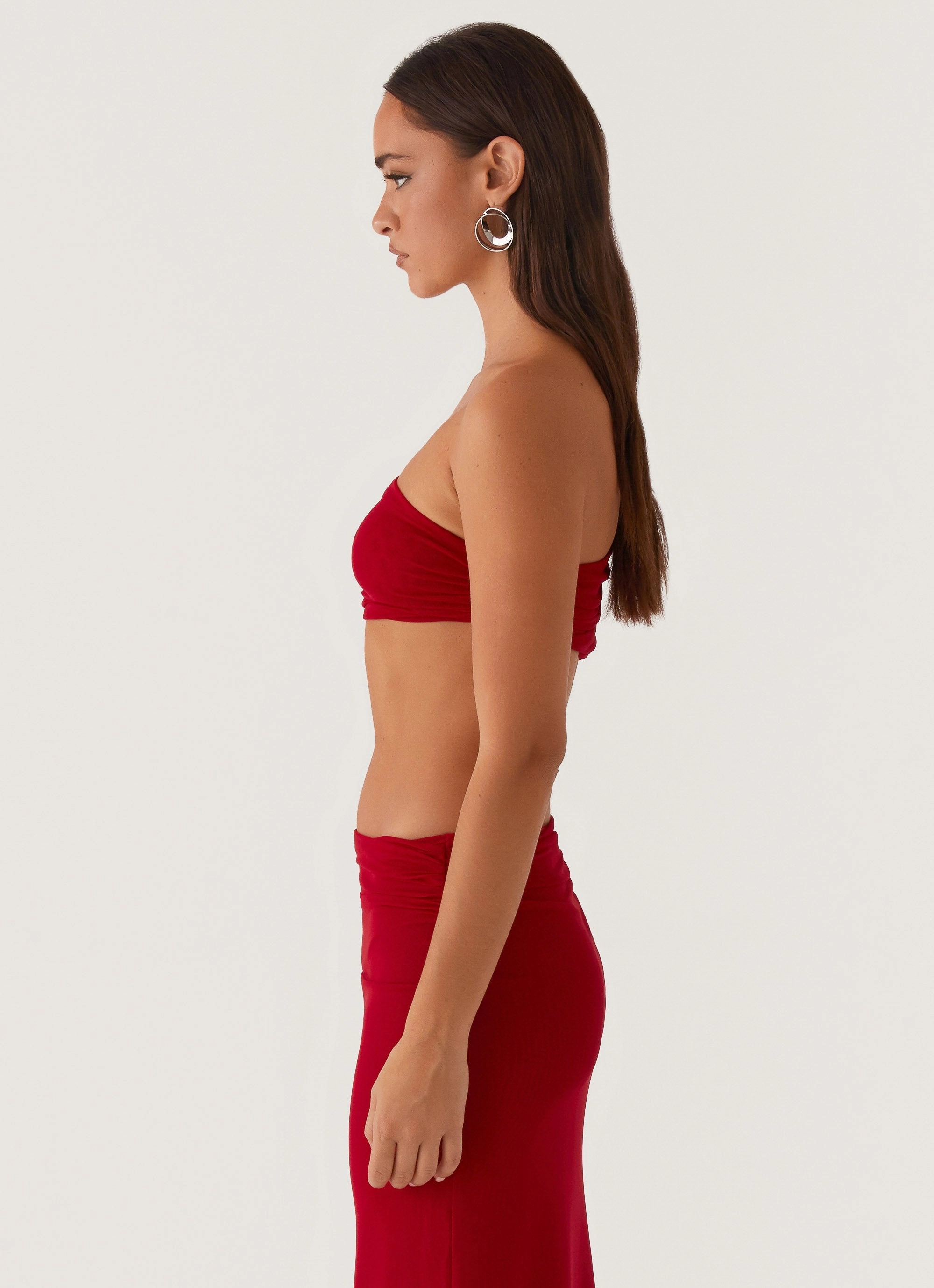 Non Restrictive Armhole Cut Luella One Shoulder Top - Red