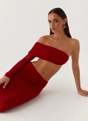 Reinforced Neckline ReflectiveTrims Luella One Shoulder Top - Red