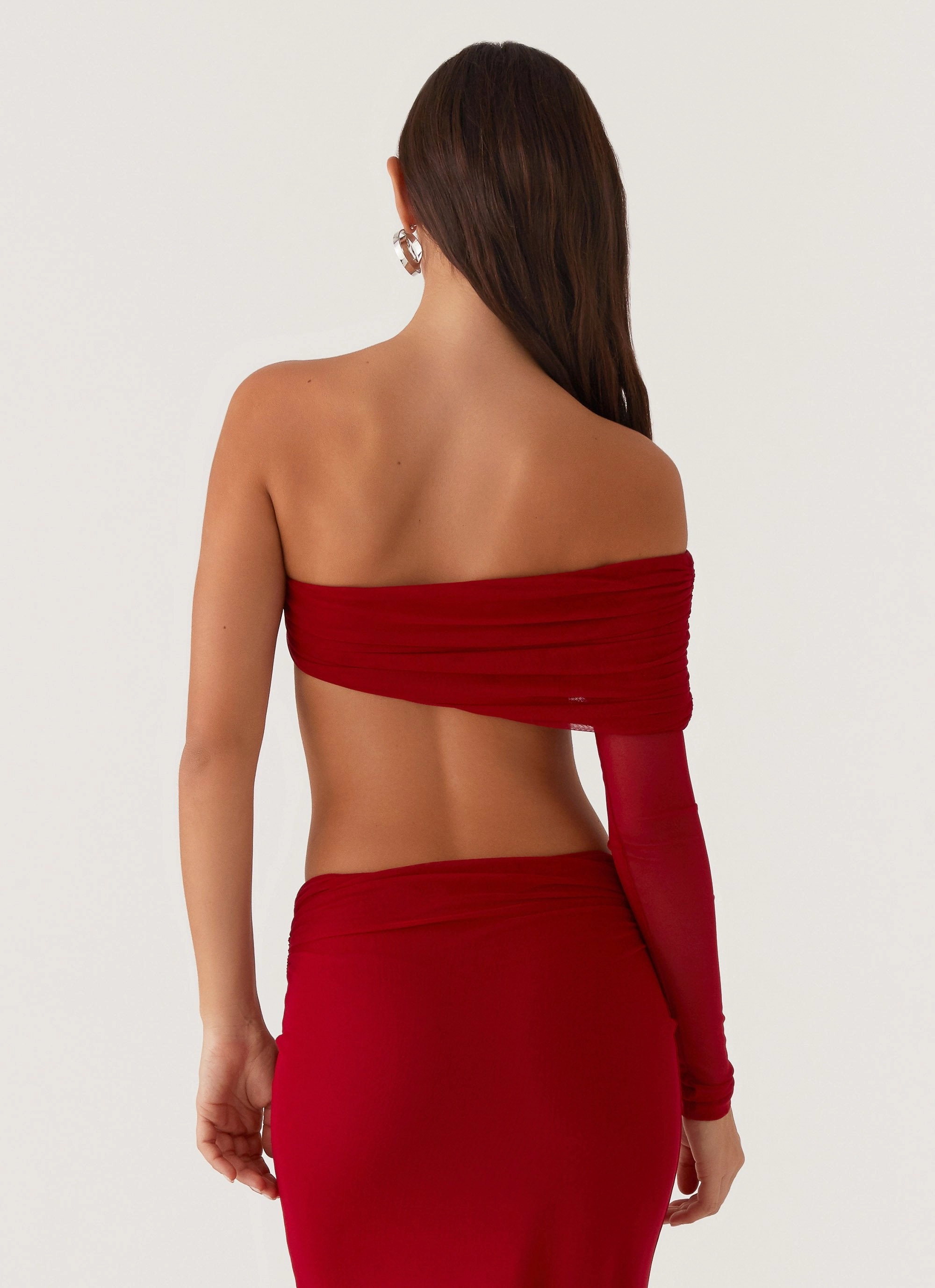 SoftTouch BrushedInnerLining Luella One Shoulder Top - Red