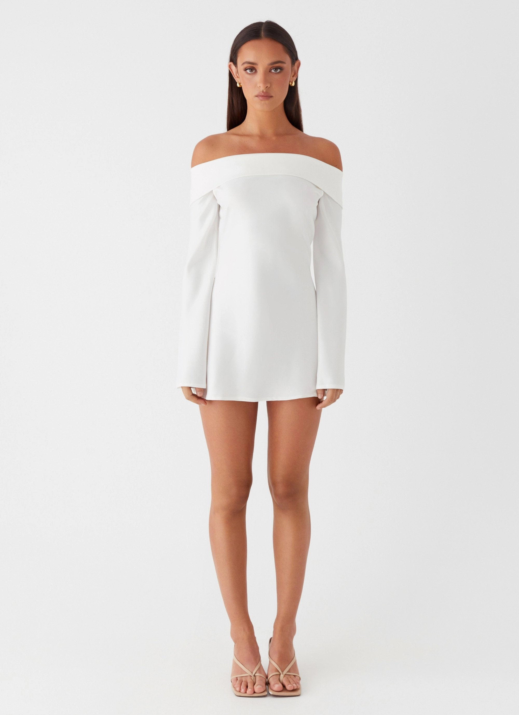 Lumina Long Sleeve Mini Dress - White Classic Movement