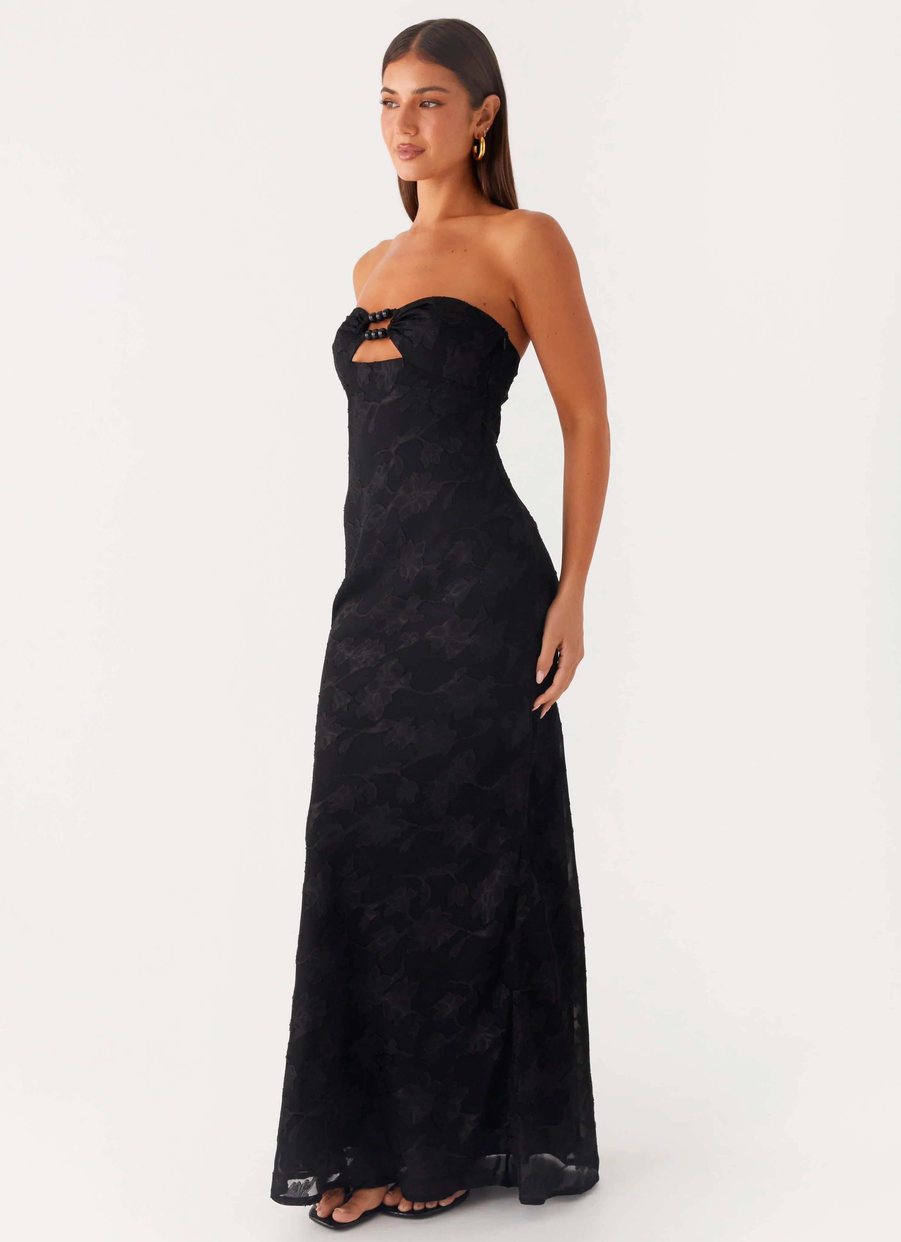 Lunar Maxi Dress - Black Fresh Texture Chic Design