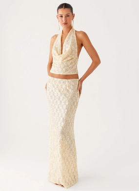 Urban Style Bling It On Maxi Skirt - Ivory