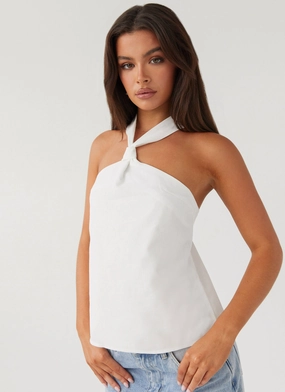 Light Weight Grab Quick Keira Linen Top - White