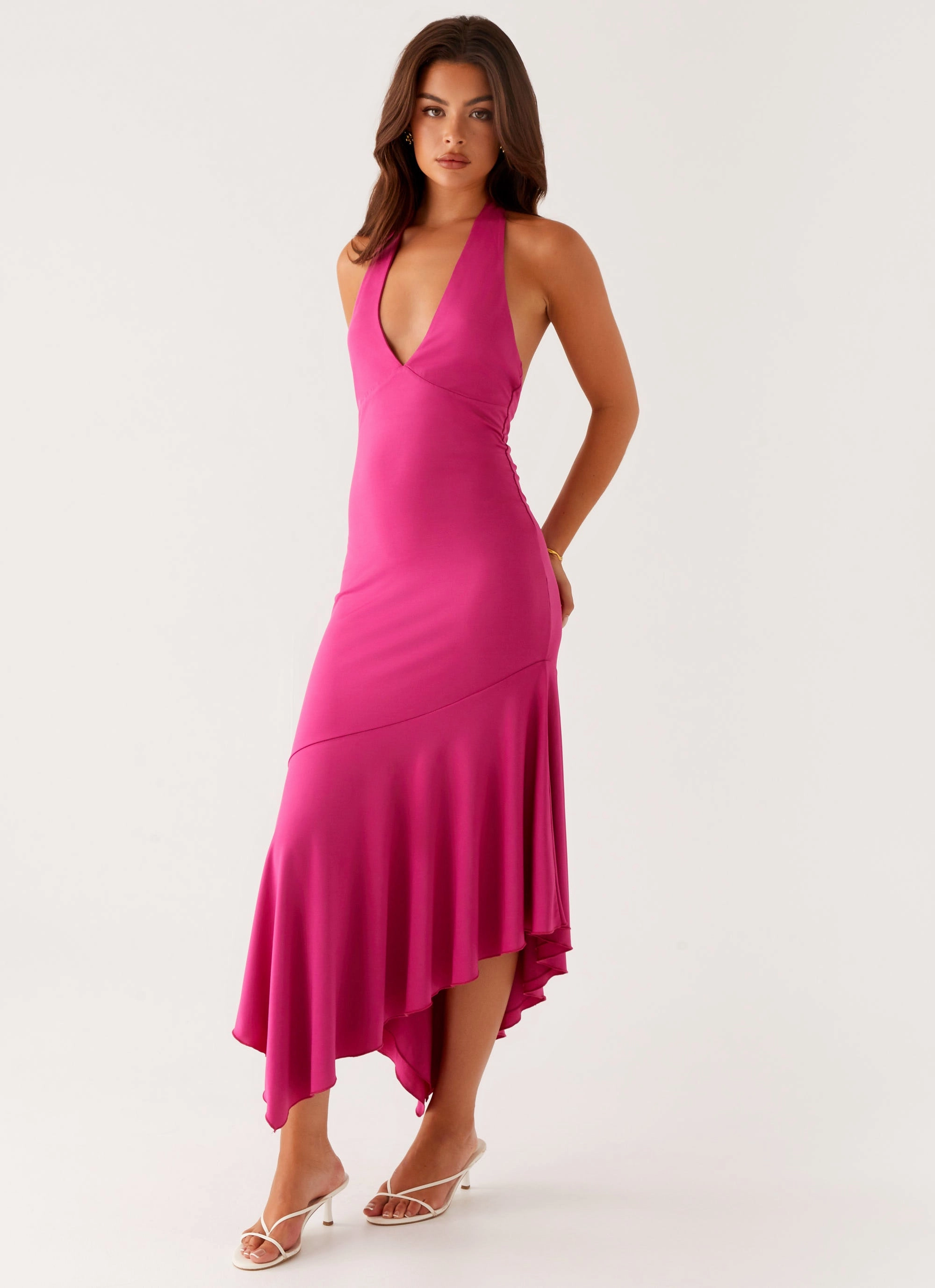 Back Detail Perdita Midi Dress - Fuchsia
