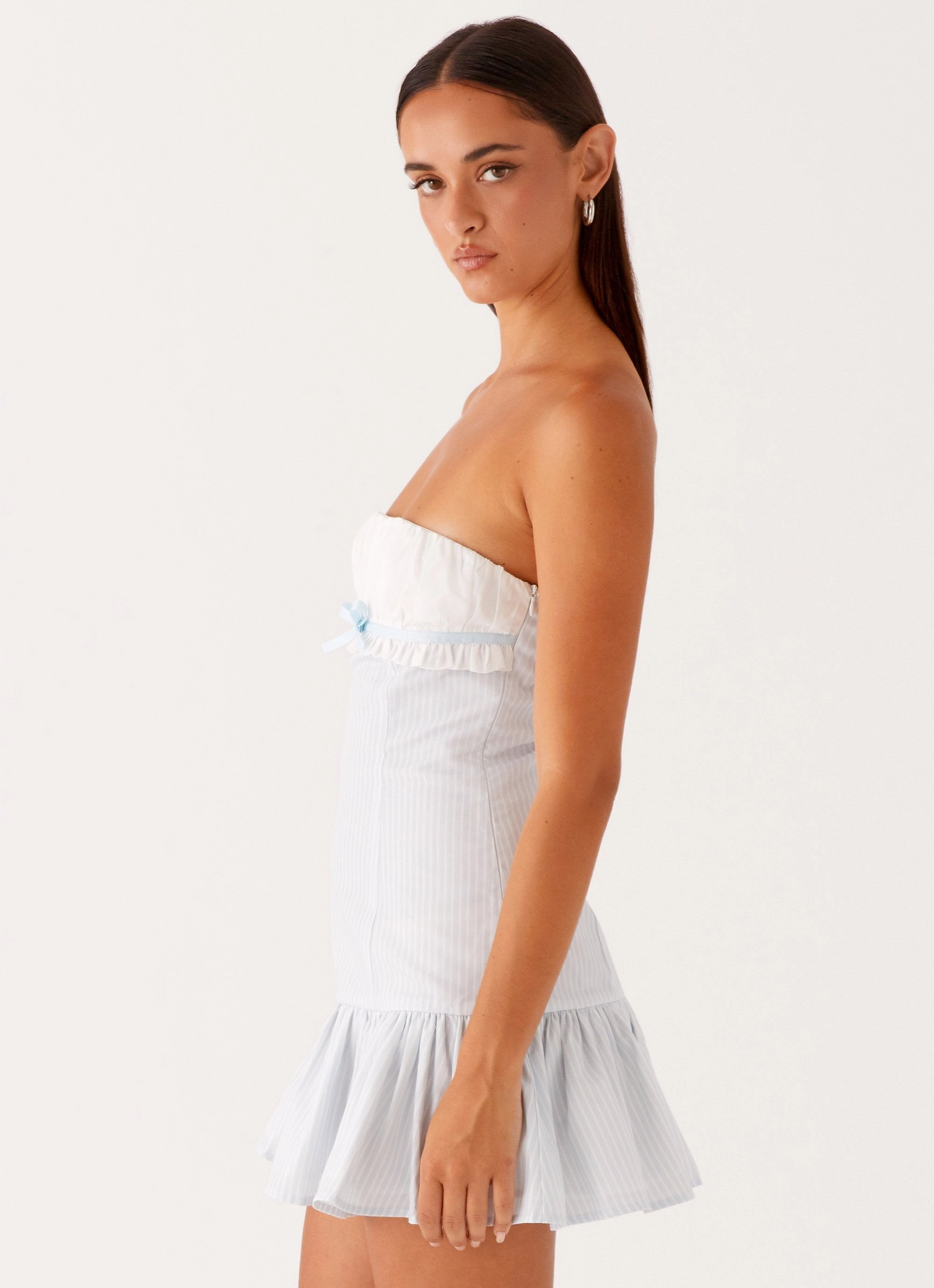 QuickDryTechnology Formal Style Purpose Mini Dress - Blue White Stripe