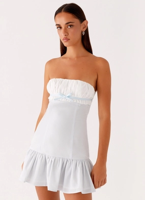 Purpose Mini Dress - Blue White Stripe Gentle Stitch