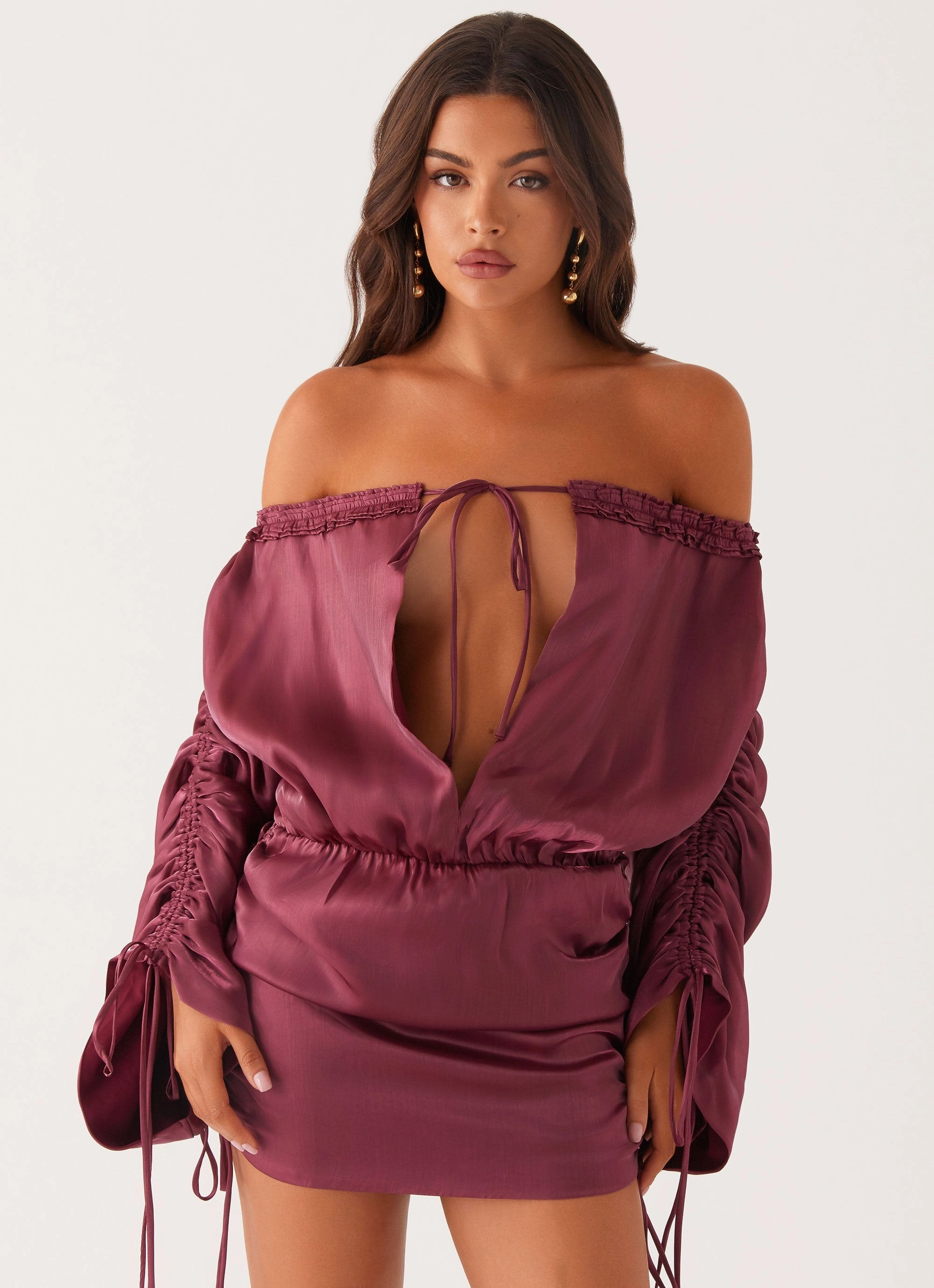 Layering Comfort Flattering bodycon dress Reeve Mini Dress - Mulberry