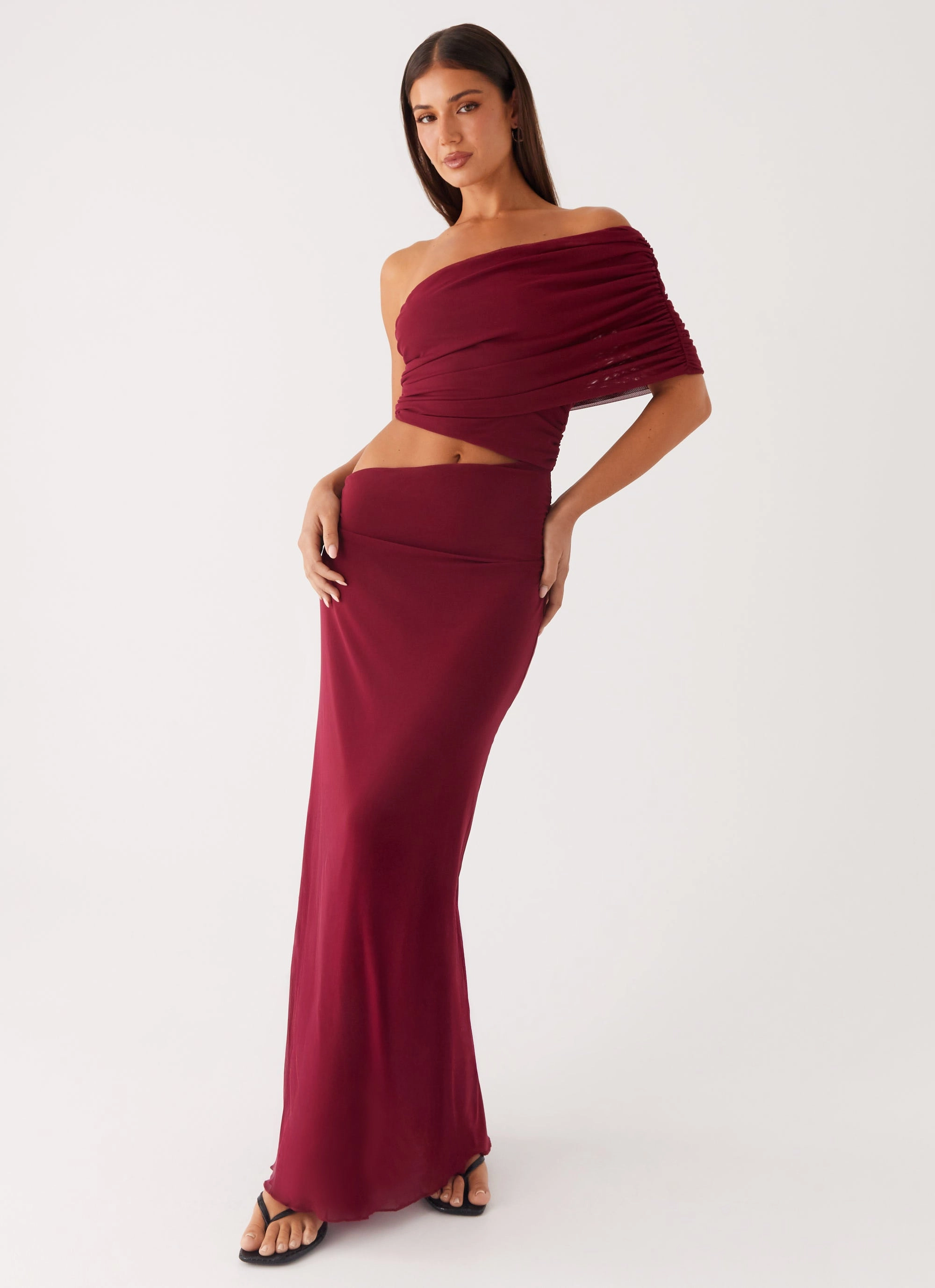 Gillian Maxi Dress - Maroon Feminine Tailoring