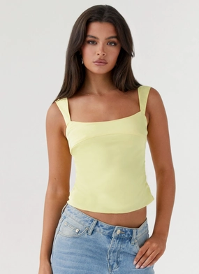 Fitted Tank Lylah Satin Top - Yellow