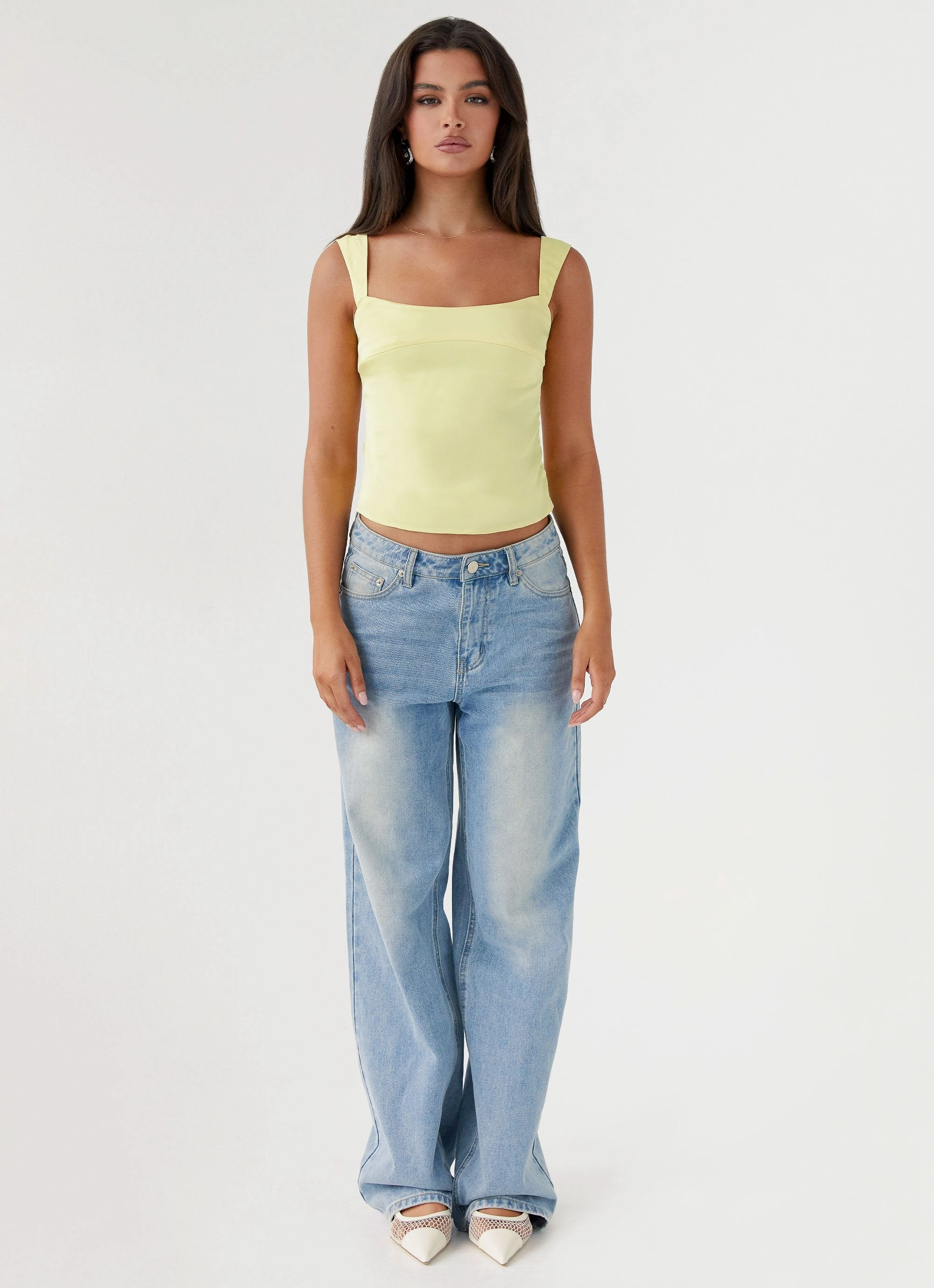 SlubTexture Lylah Satin Top - Yellow