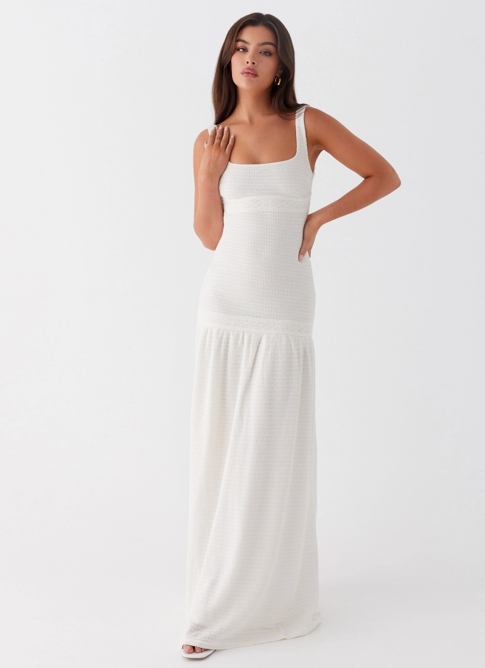 Pleated-Skirt Grace Vibe Lyrical Maxi Dress - Ivory
