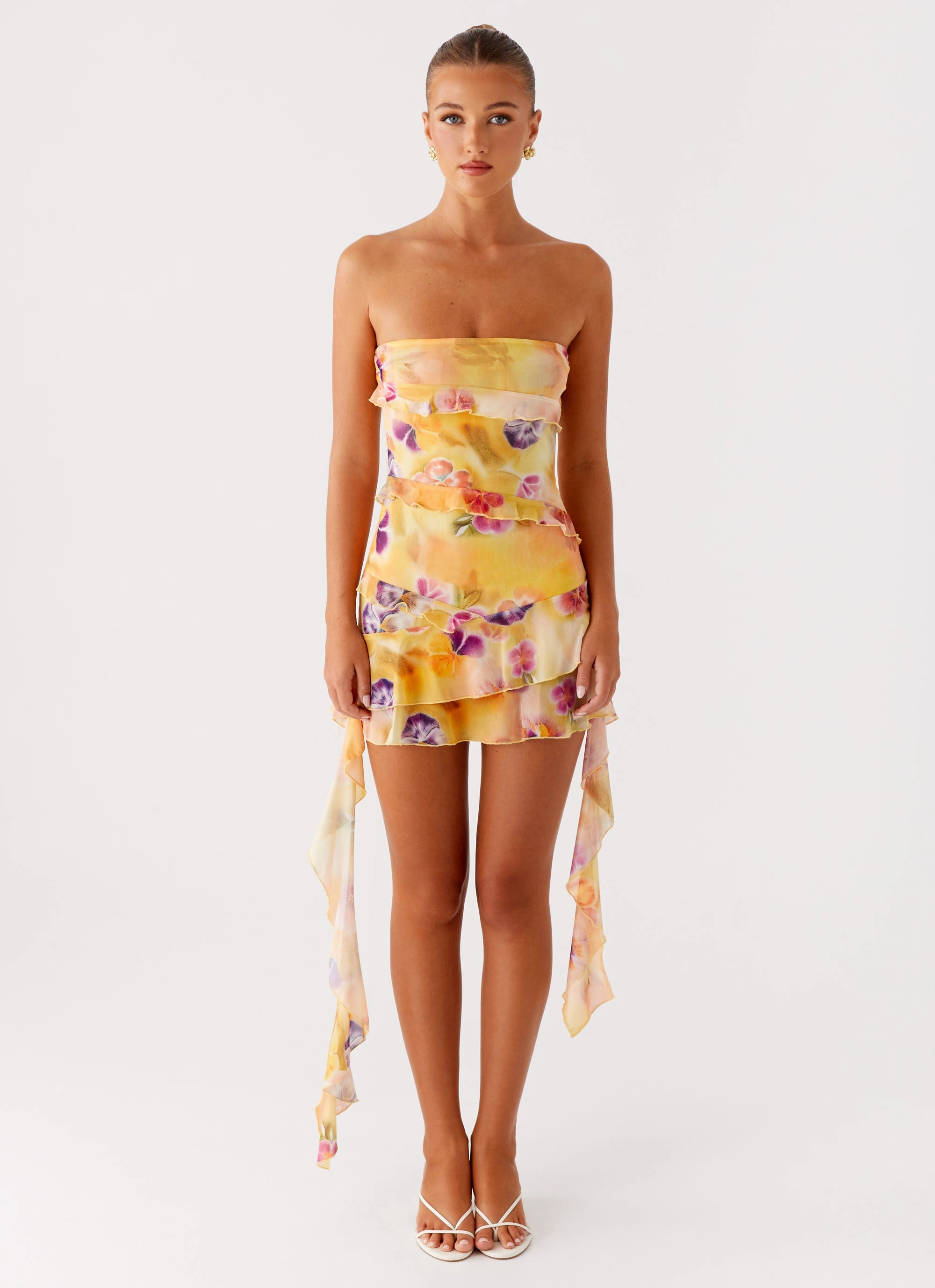 Macey Mini Dress - Sunburst Floral Flowy Cut Smart Layers