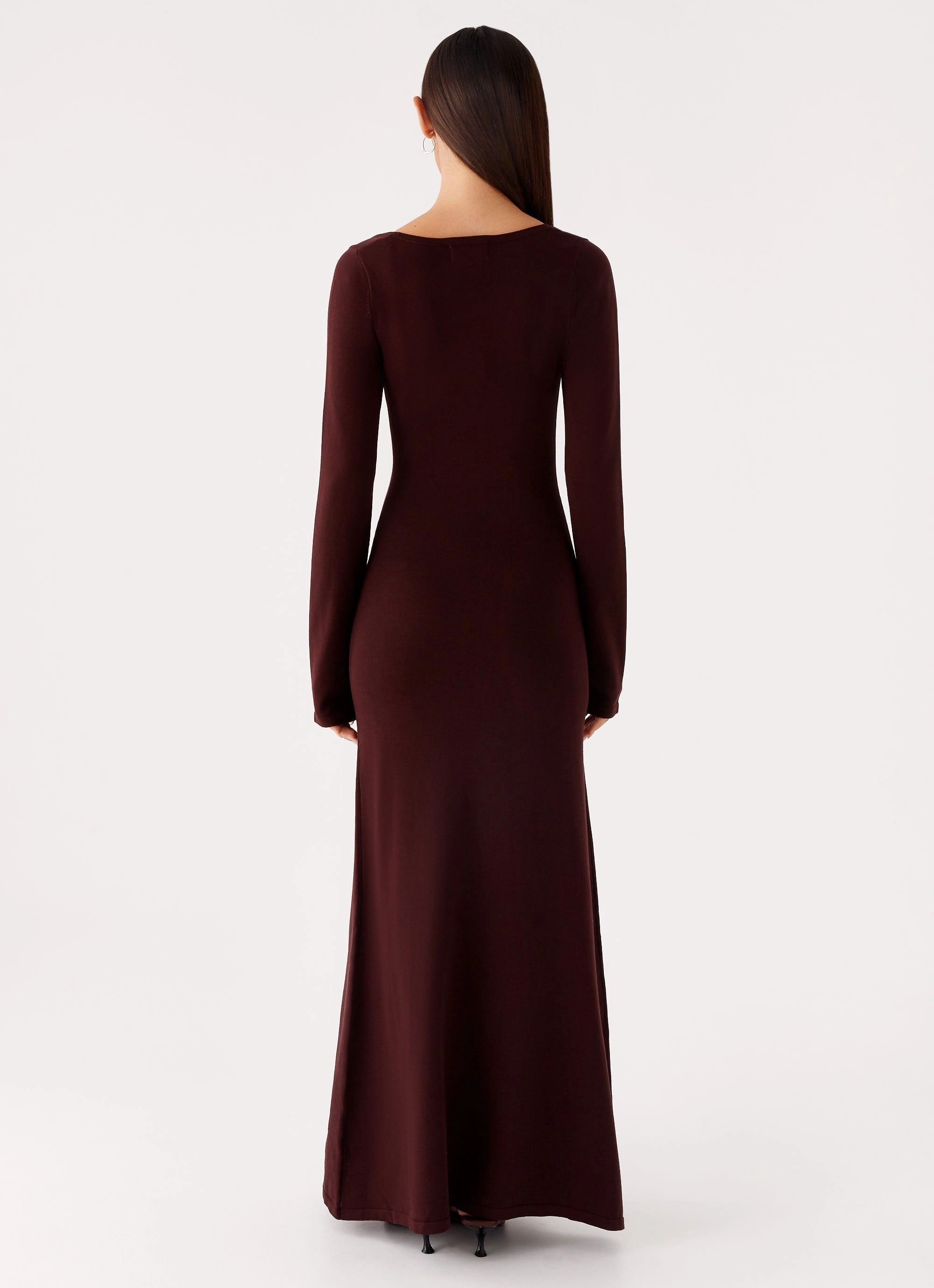Fit Choice Adora Long Sleeve Knit Maxi Dress - Chocolate