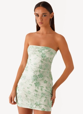 Moorey Beaded Mini Dress - Sage Elegant Simplicity