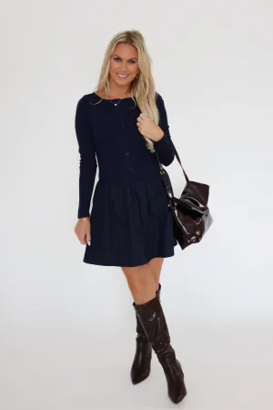 Smart Vibe Pure Color Olivia Knit Top Mini Dress