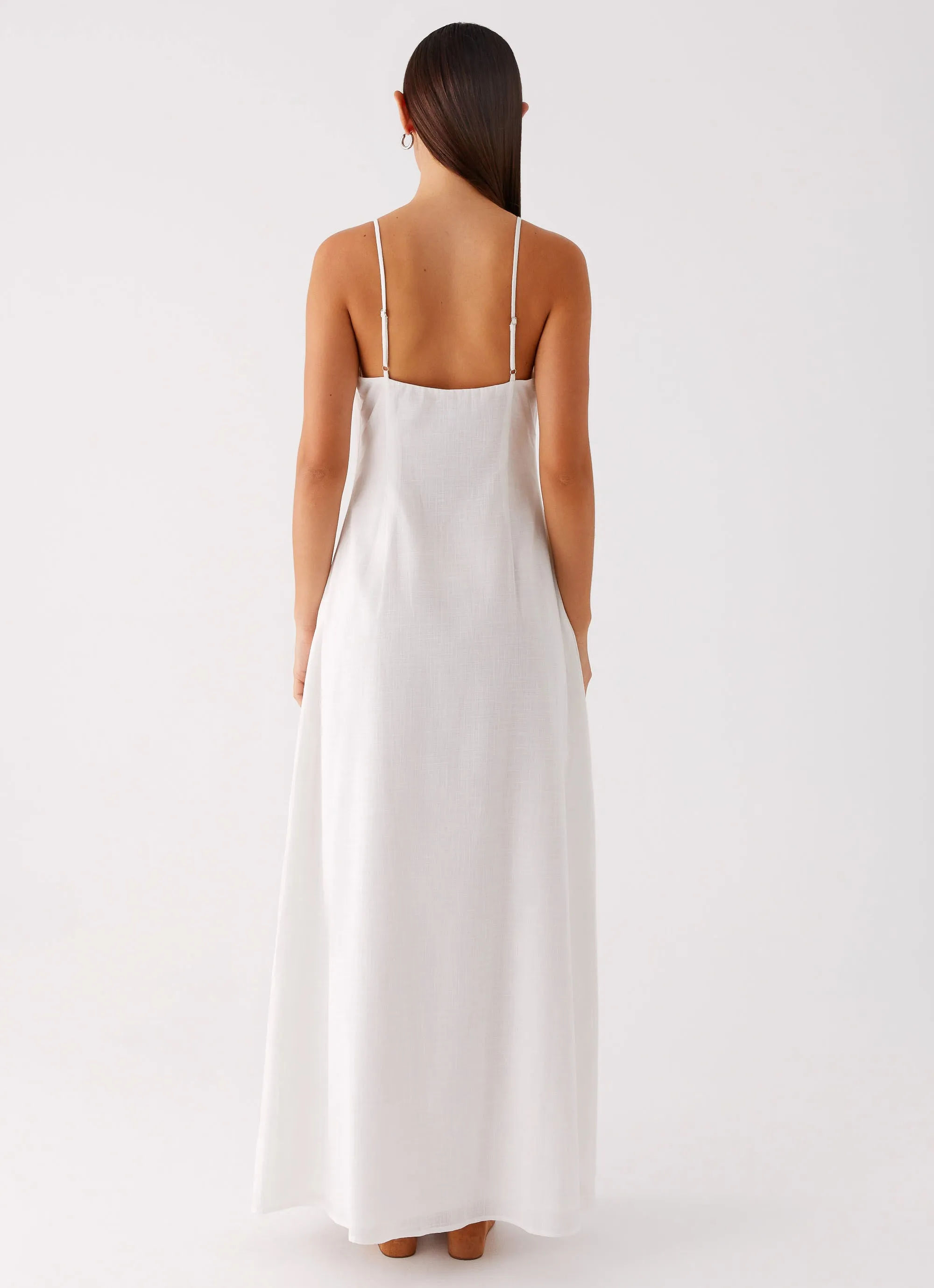 Madeleine Scoop Neck Maxi Dress - Off White Luxury-Fabric