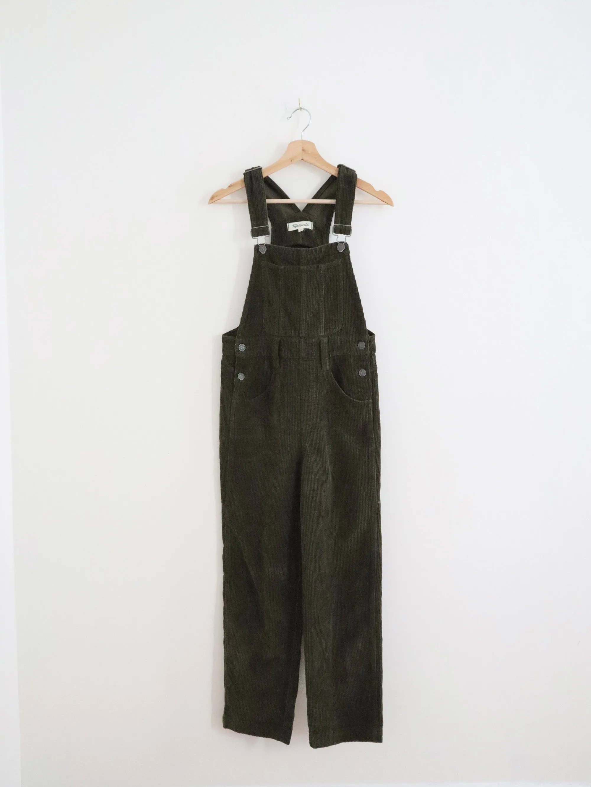 Madewell Olive Corduroy Overalls (S)