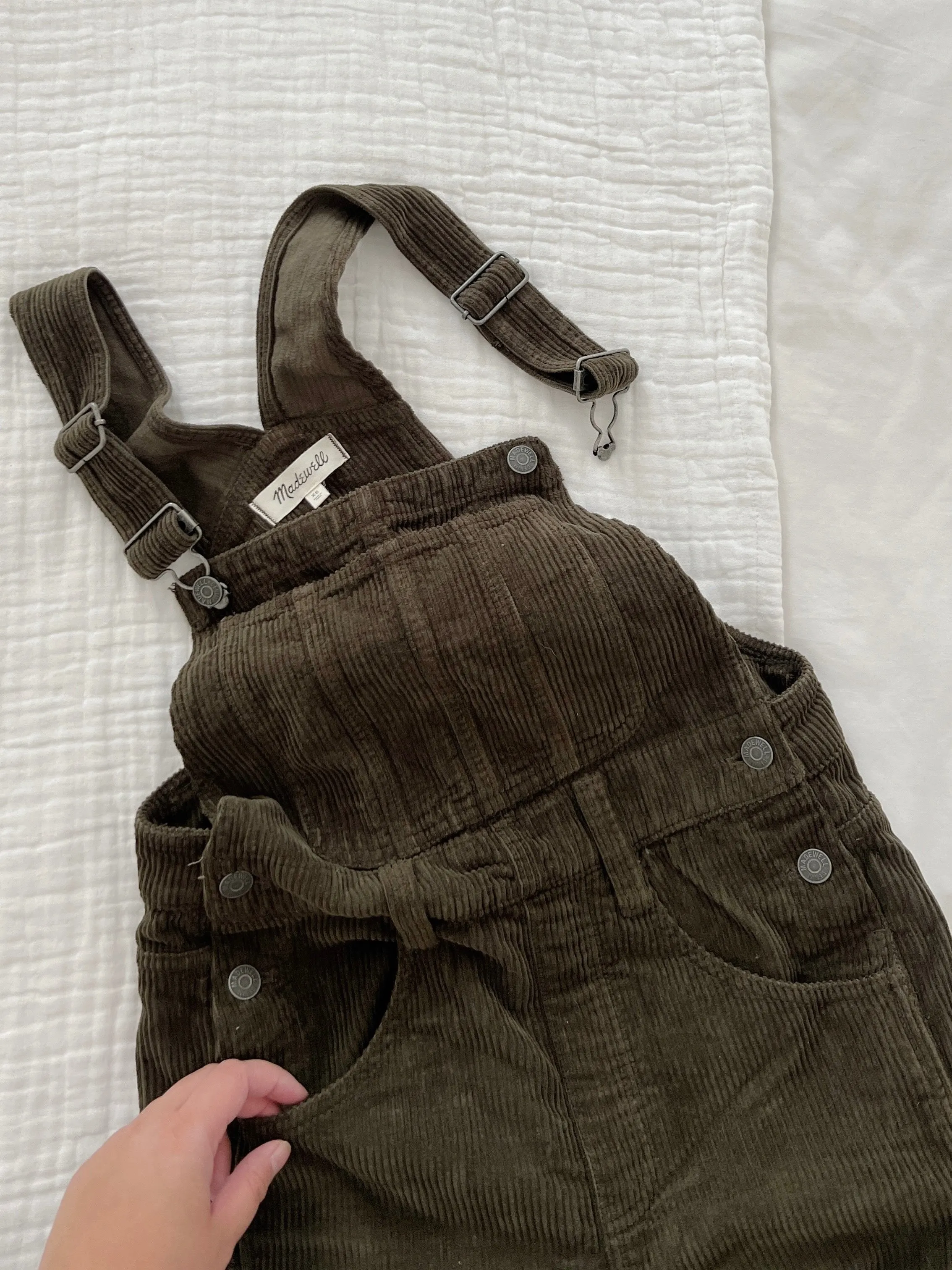 Madewell Olive Corduroy Overalls (S)