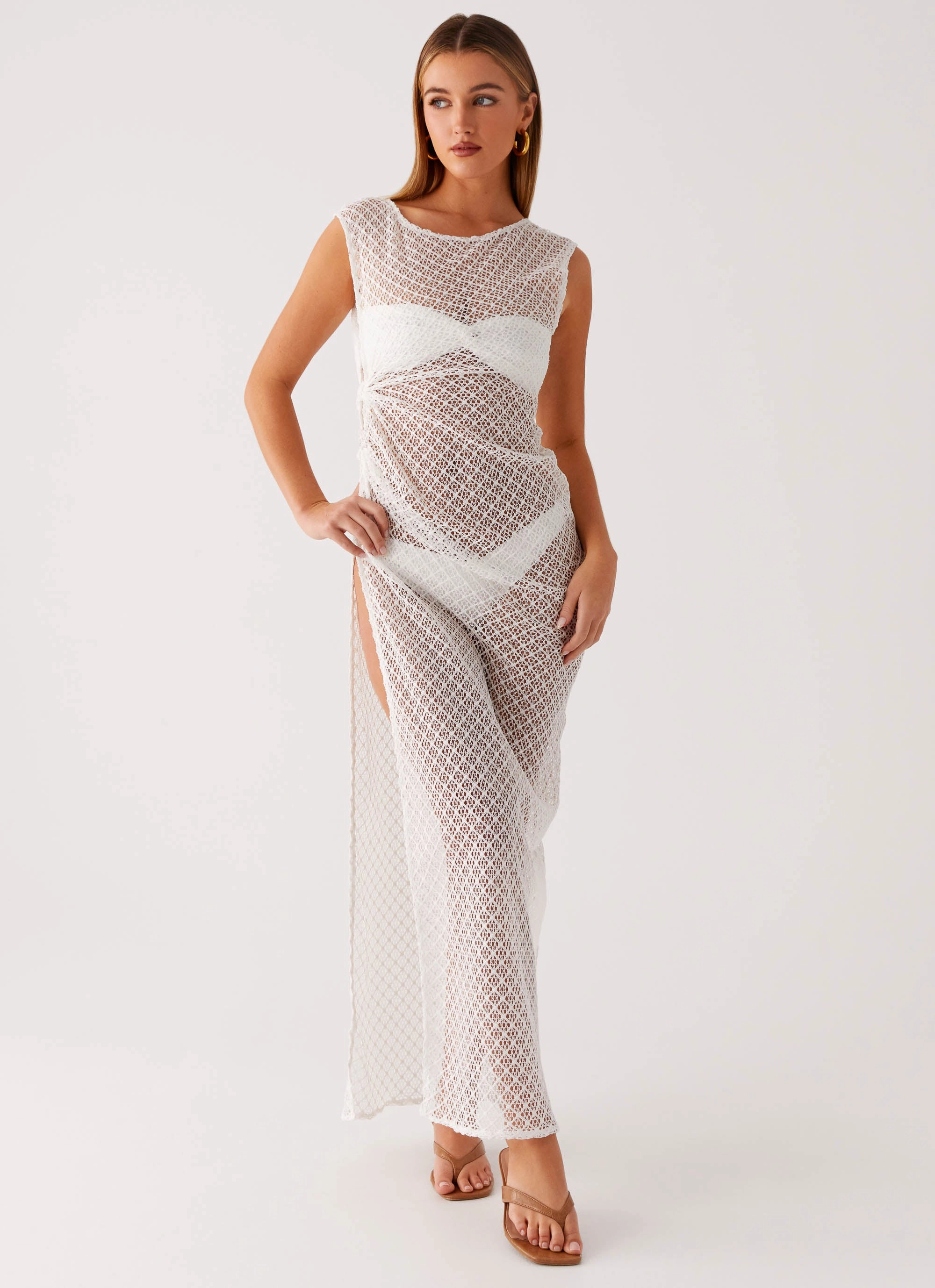 Flare Hem Maeva Maxi Dress - White