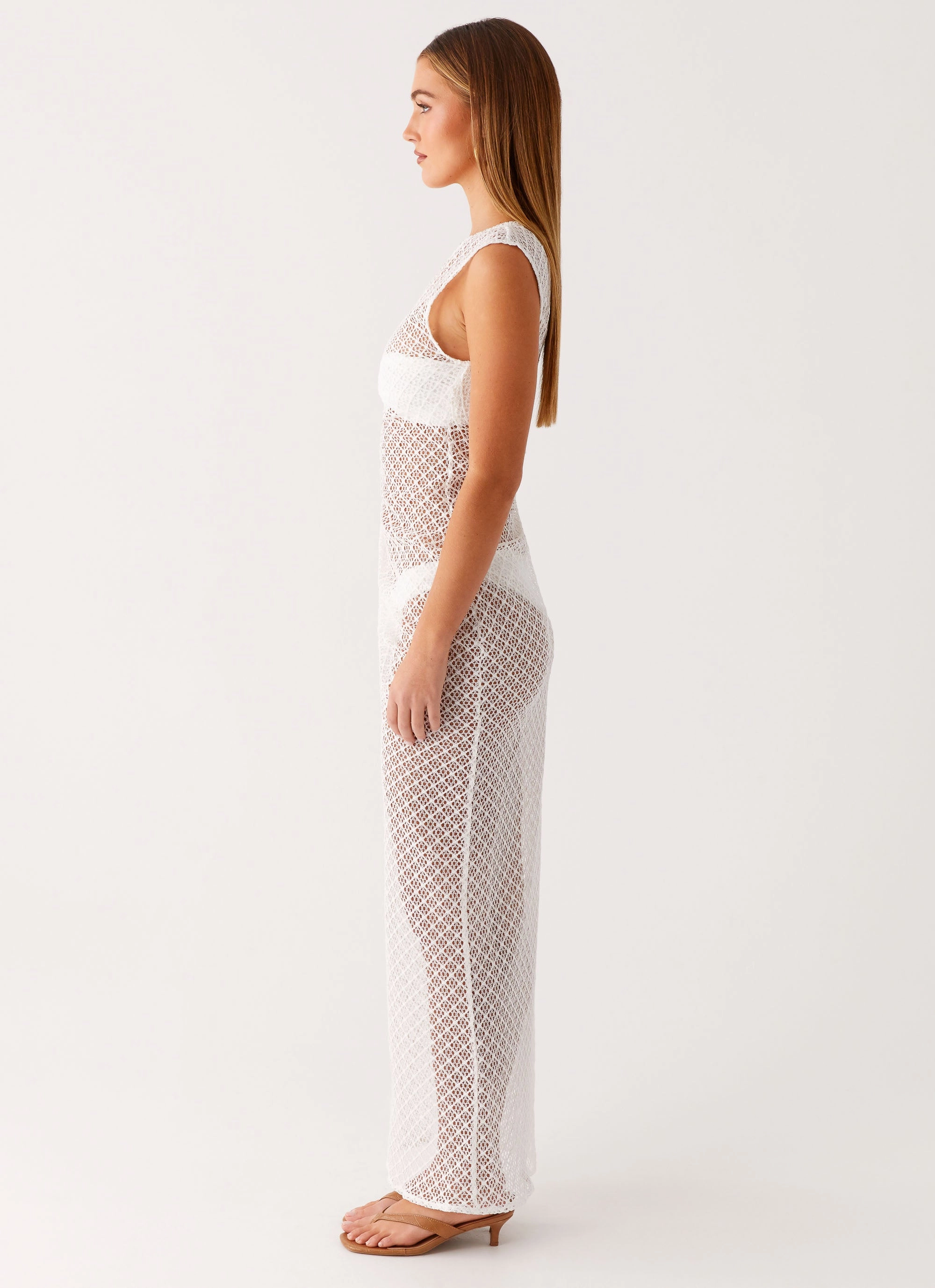 Maeva Maxi Dress - White Sleek Tailoring