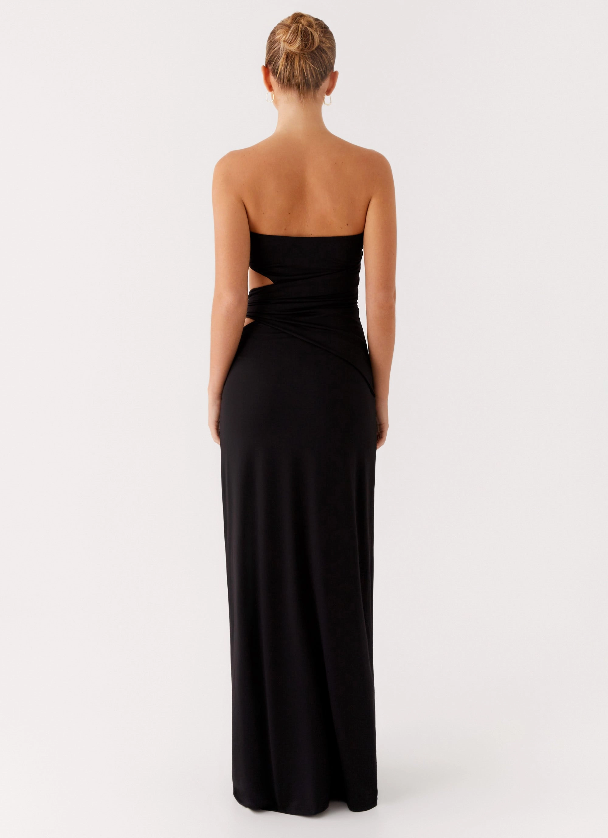 Anetta Maxi Dress - Black Soft Appearance Bell-Sleeve