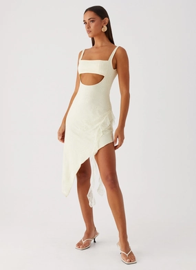 Patricia Midi Dress - Yellow Contrasting Detail Easy Going