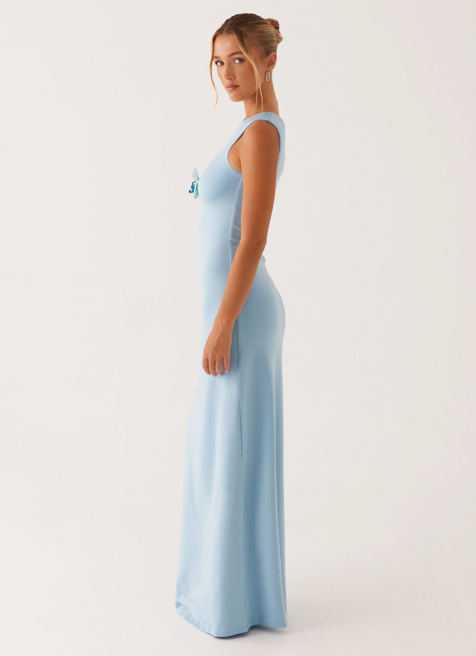 Mahalia Maxi Dress - Blue Soft Texture Cozy Layers