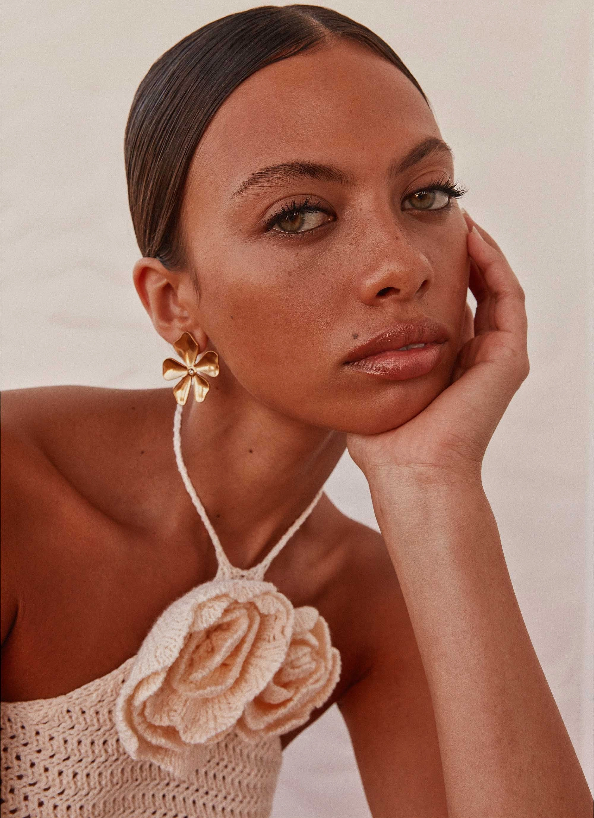 Lounge-friendly Stay Comfortable Maia Rose Crochet Top - Ivory