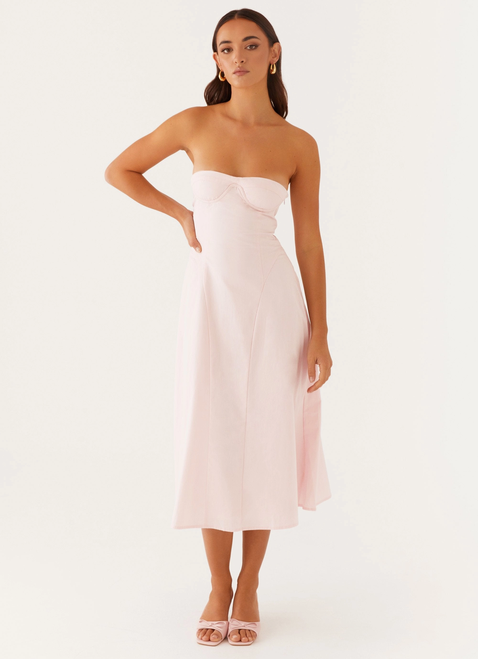 Maika Strapless Midi Dress - Pink City Style